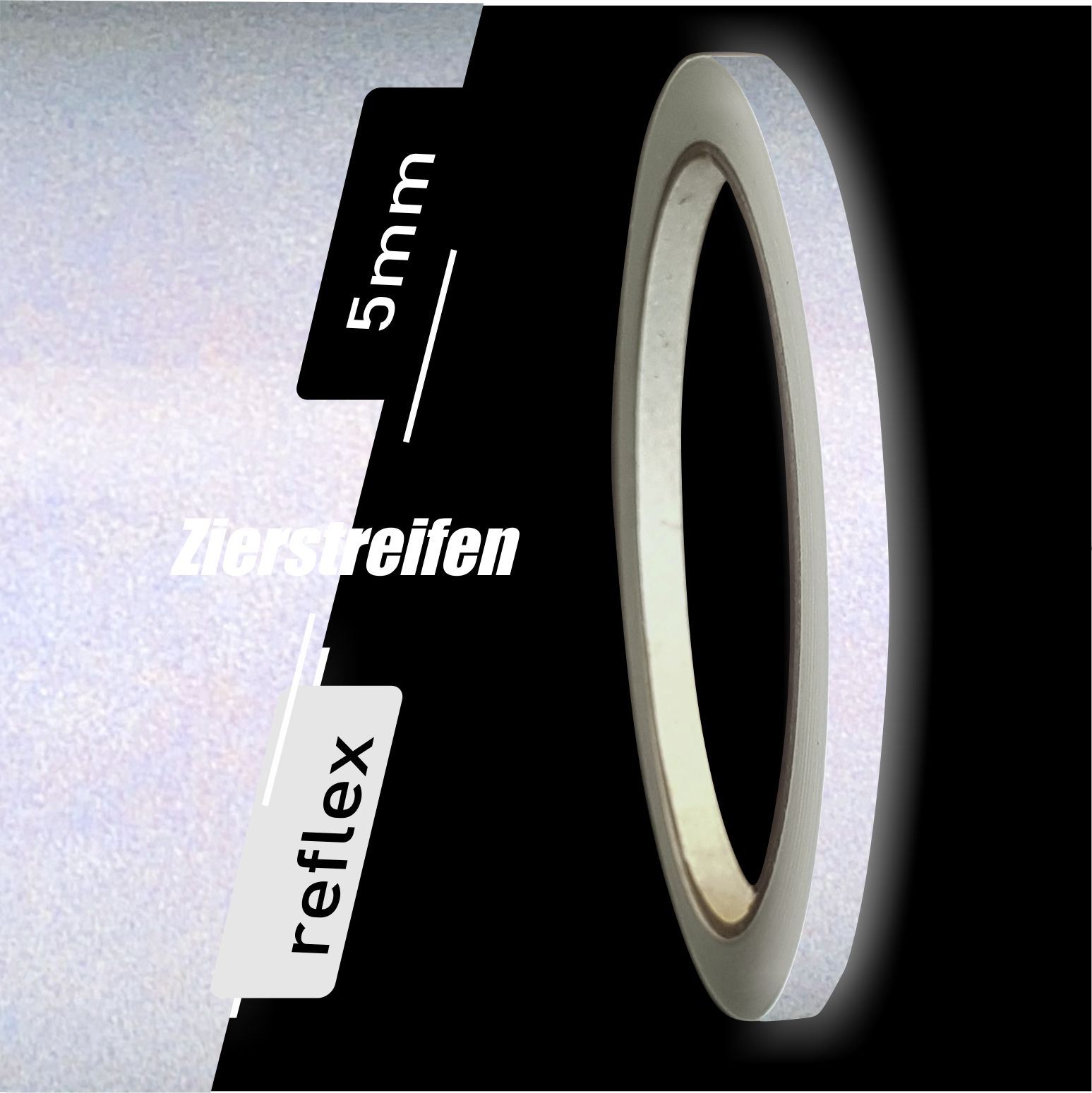 Zierstreifen weiß reflektierend reflex Aufkleber 5mm Länge 10m Auto Reflexband weiss
