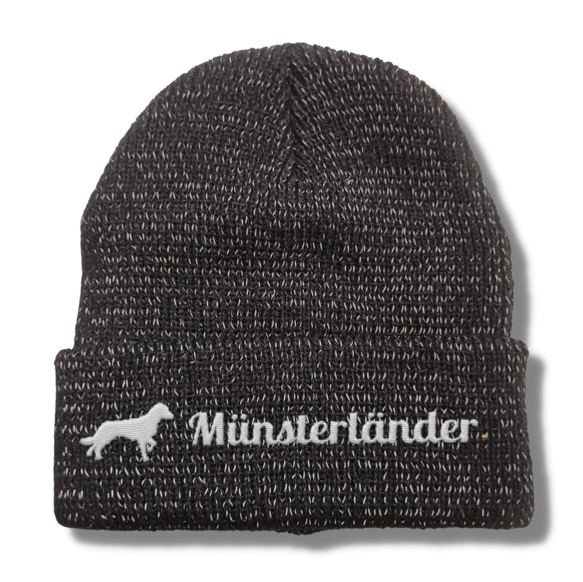Münsterländer reflektierende Mütze Stickerei Hund Winter Strickmütze reflex Beanie warm