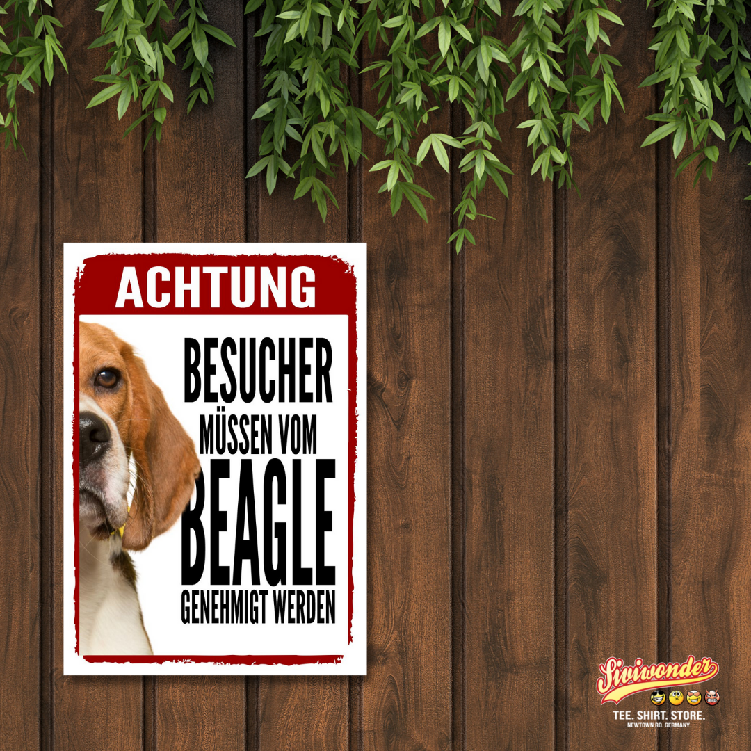 Beagle Genehmigung Dog Schild Spruch Türschild Hundeschild Warnschild