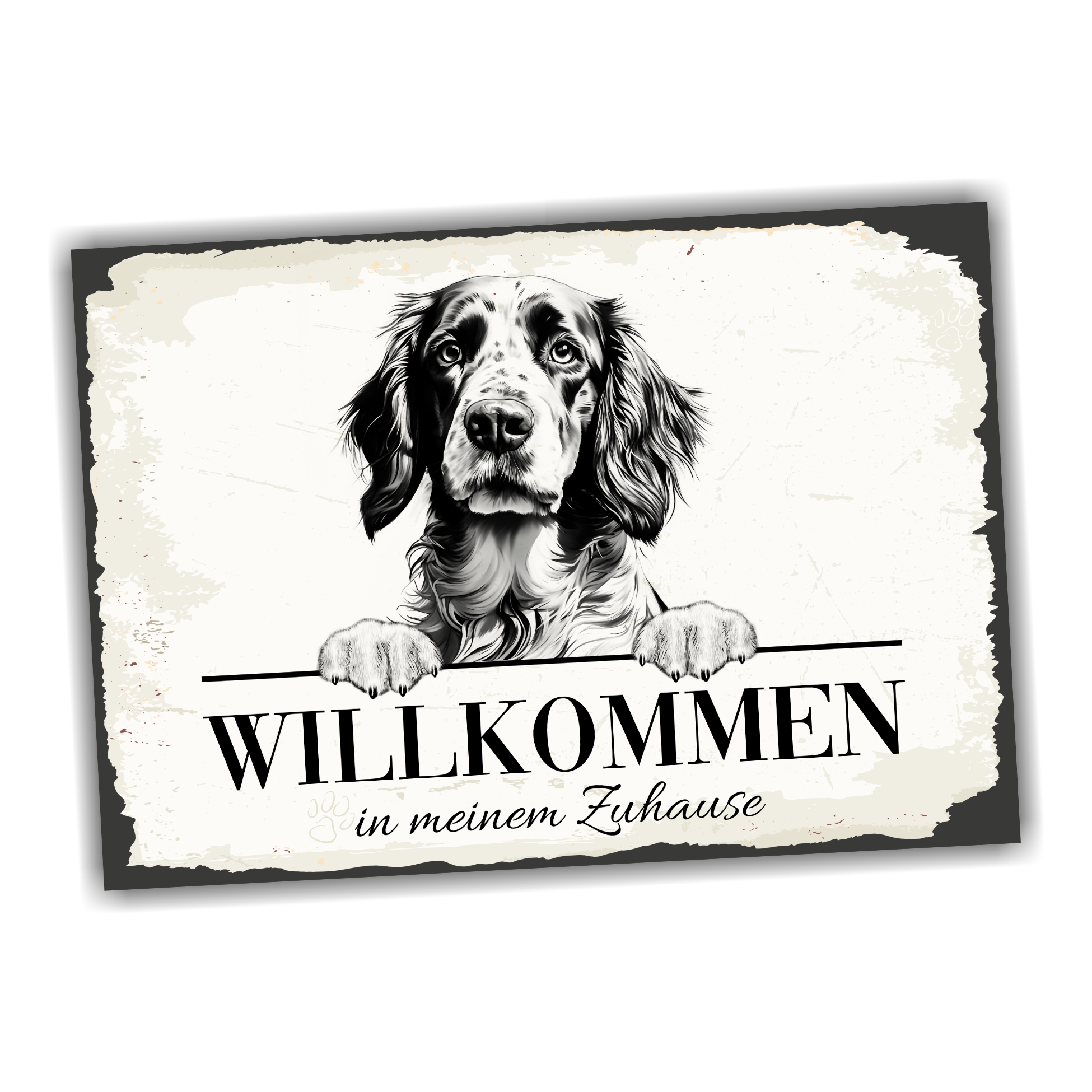 Hundeschild Willkommen Zuhause English Setter Schild Achtung Spruch