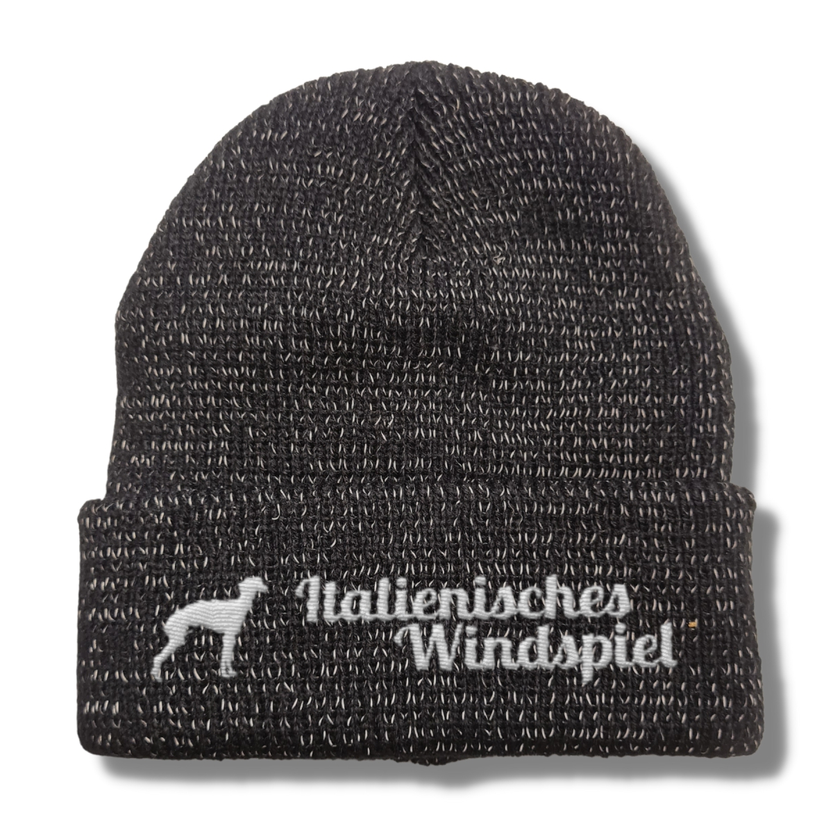Italienisches Windspiel reflektierende Mütze Stickerei Hund Winter Strickmütze reflex Beanie warm