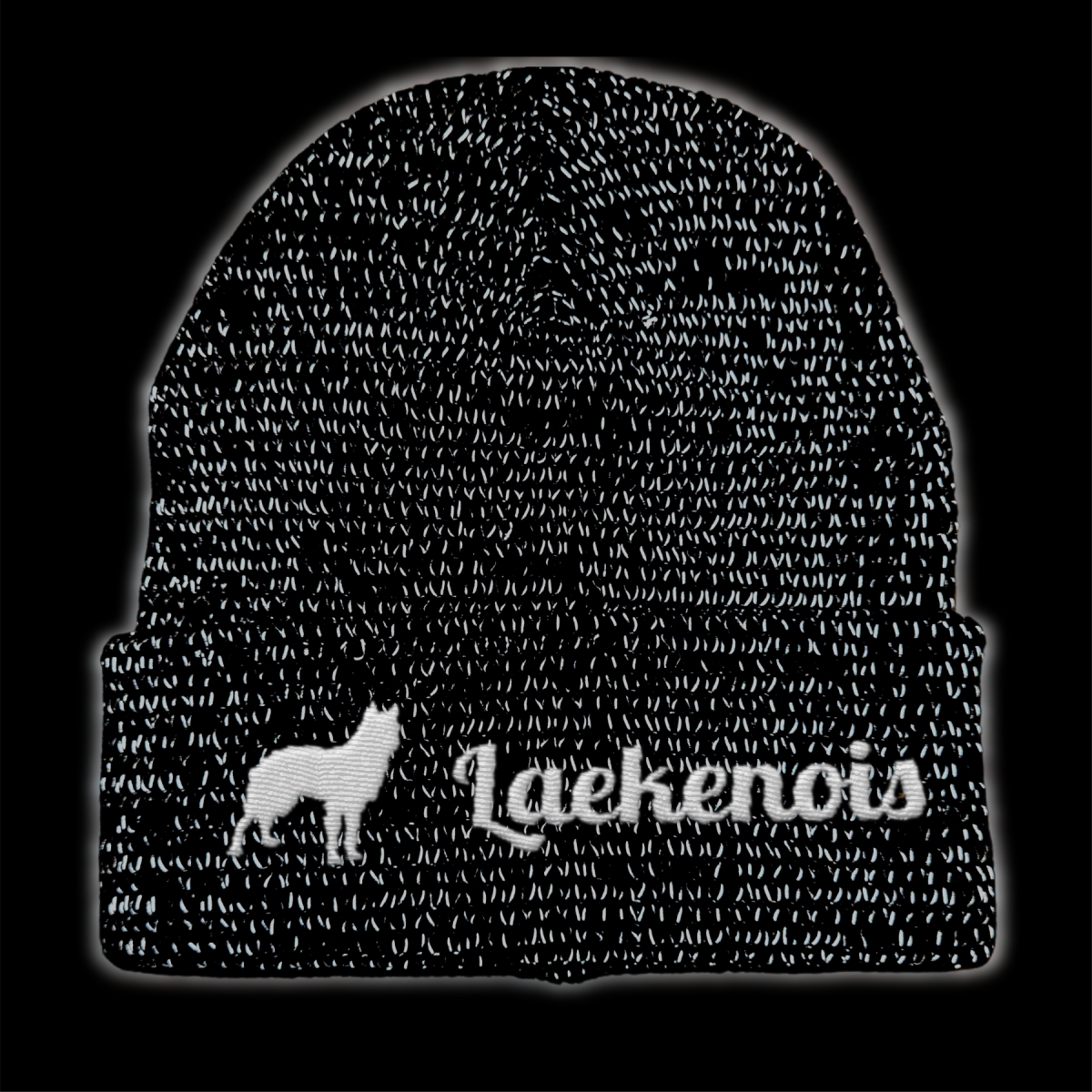 Laekenois reflektierende Mütze Stickerei Hund Winter Strickmütze reflex Beanie warm
