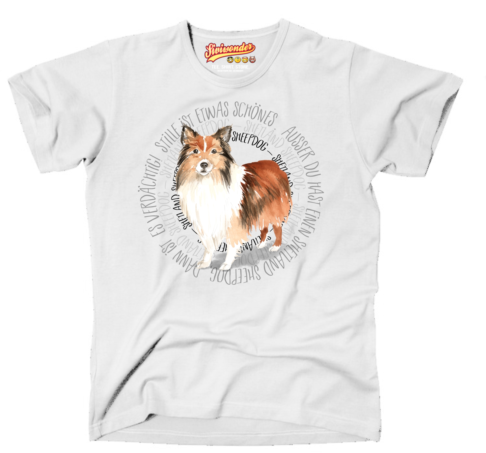 SHETLAND SHEEPDOG UNISEX T-SHIRT CIRCLE Watercolor by SIVIWONDER