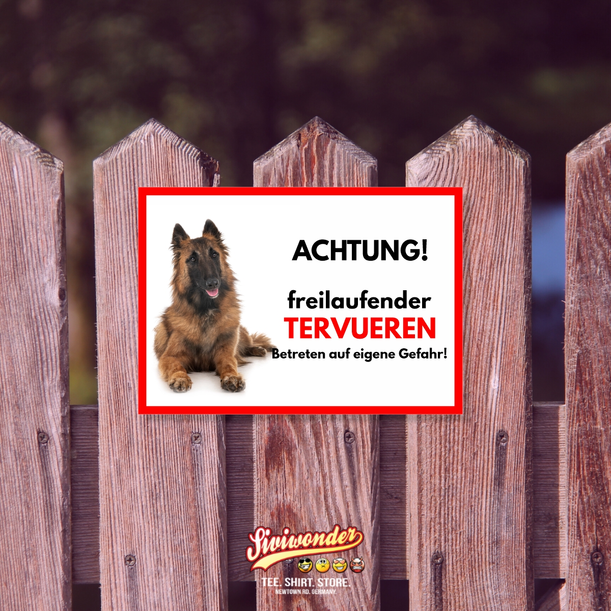Tervueren Freilaufender Hund Dog Schild Spruch Türschild Hundeschild Warnschild