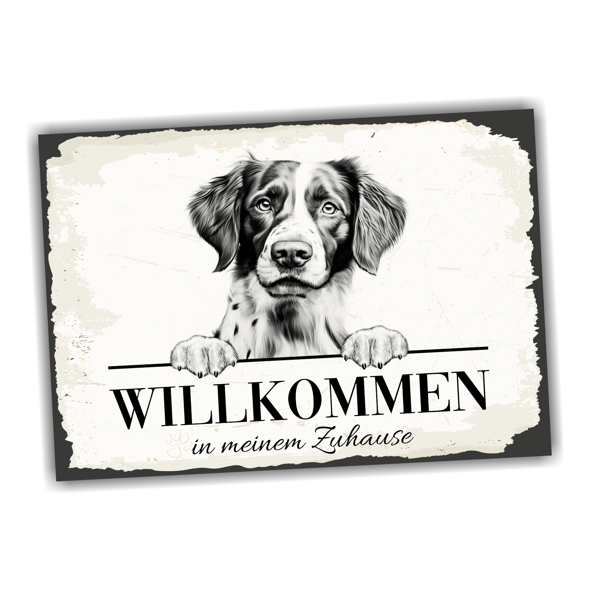 Hundeschild Willkommen Zuhause Epagneul Breton Spaniel No.3 Dog Schild Spruch Türschild Warnschild