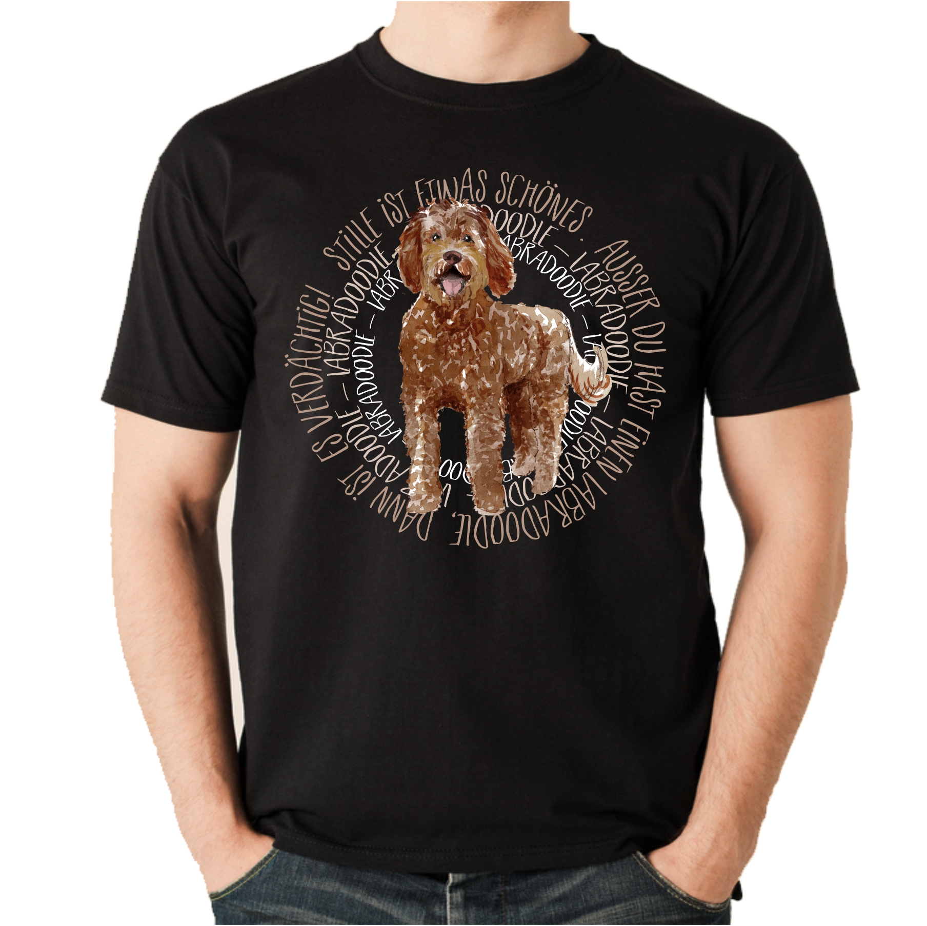 LABRADOODLE UNISEX T-SHIRT CIRCLE Watercolor by SIVIWONDER