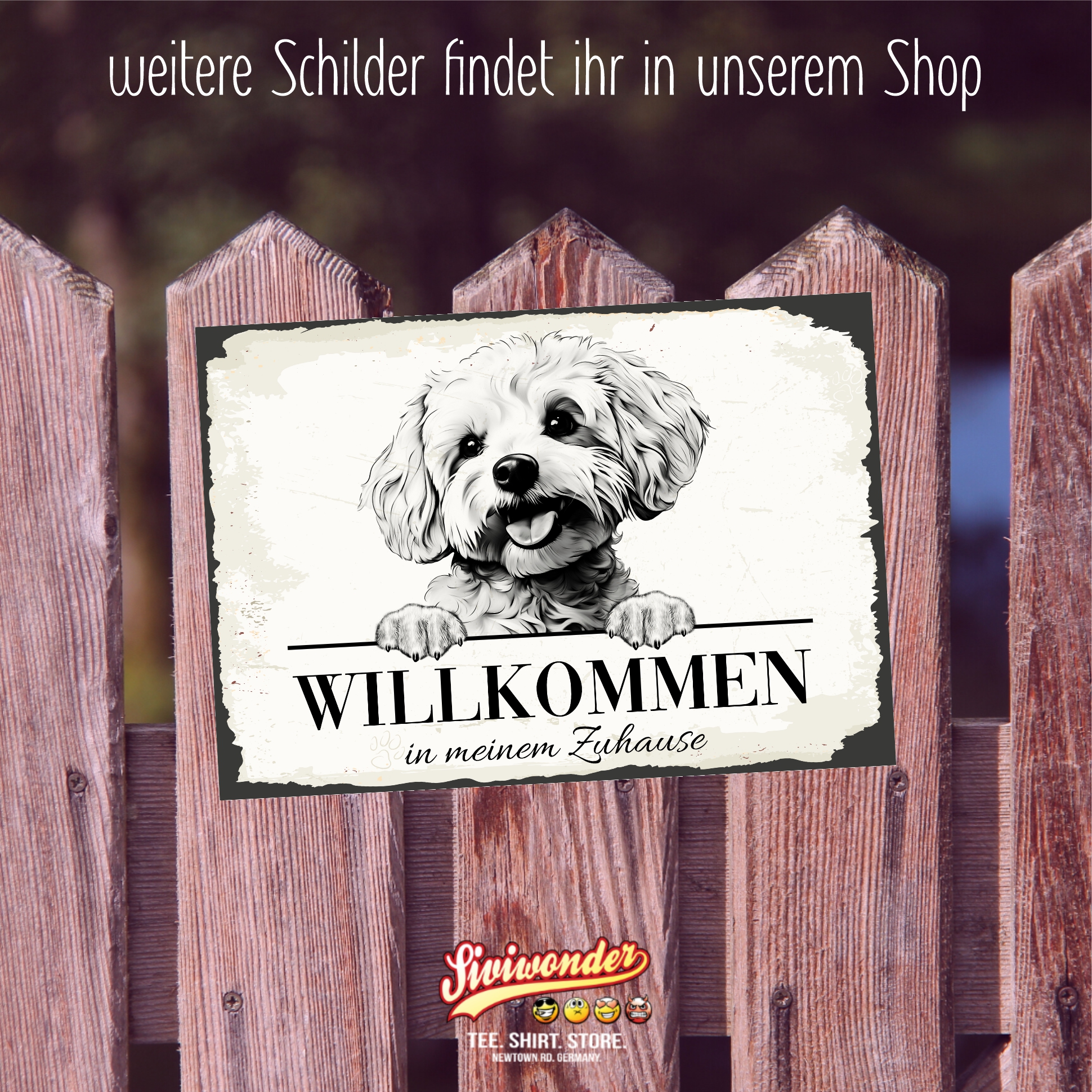 Hundeschild Willkommen Zuhause Bichon Frise Schild Achtung