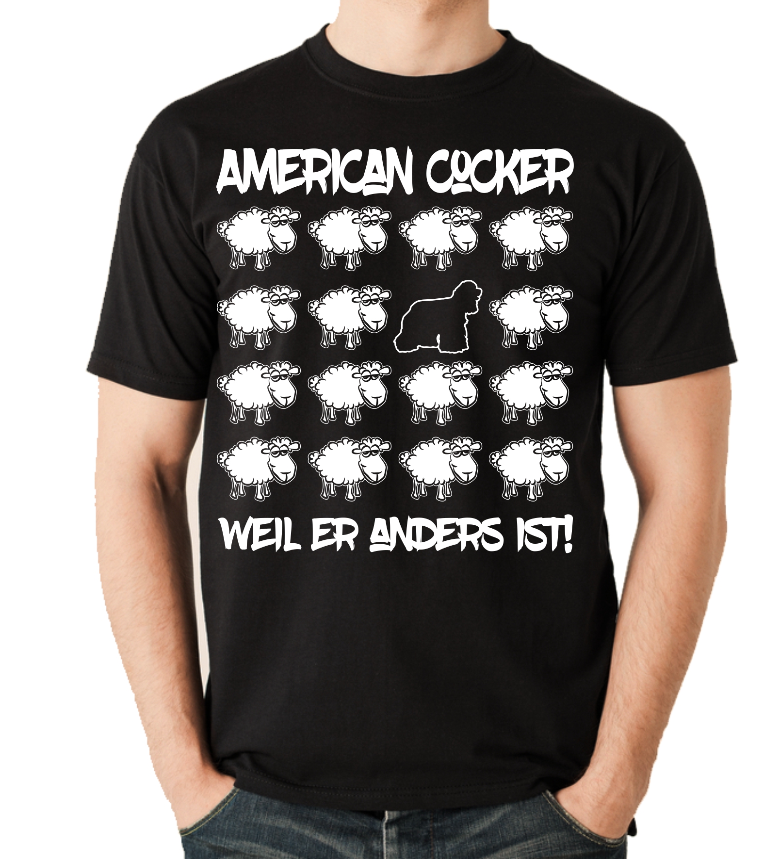 AMERICAN COCKER UNISEX T-SHIRT BLACK SHEEP by SIVIWONDER