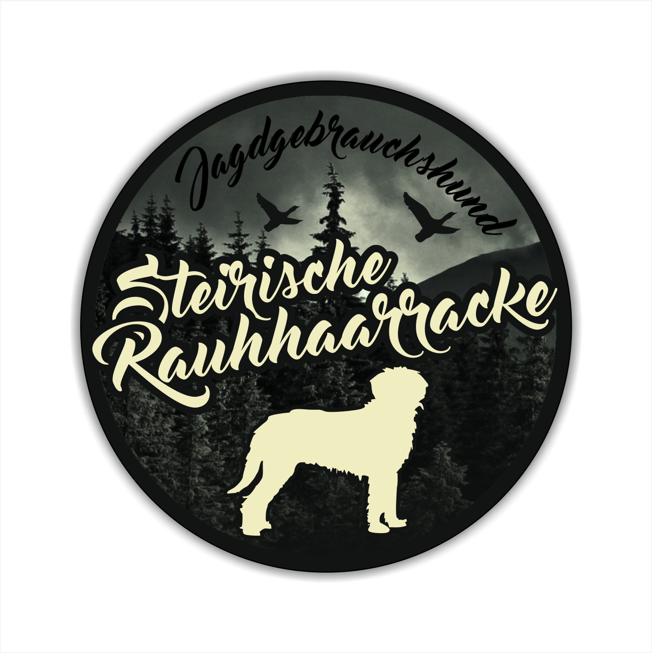Steirische Rauhhaarbracke Peintinger Bracke Bracken Jäger Jagdhund Aufkleber Digitaldruck Motiv
