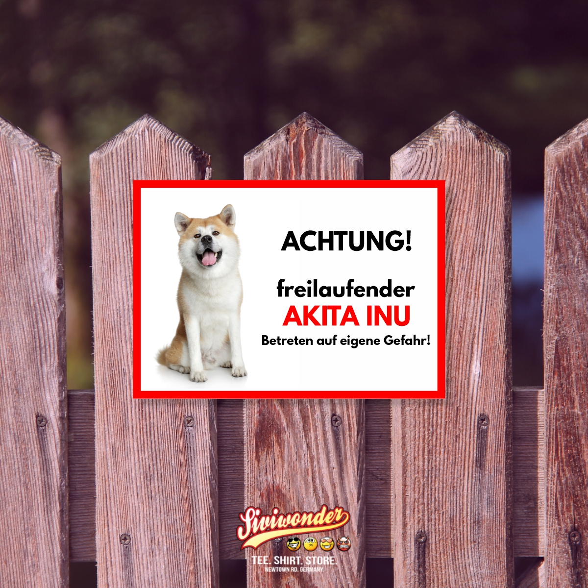 Akita Inu Freilaufender Hund Dog Schild Spruch Türschild Hundeschild Warnschild