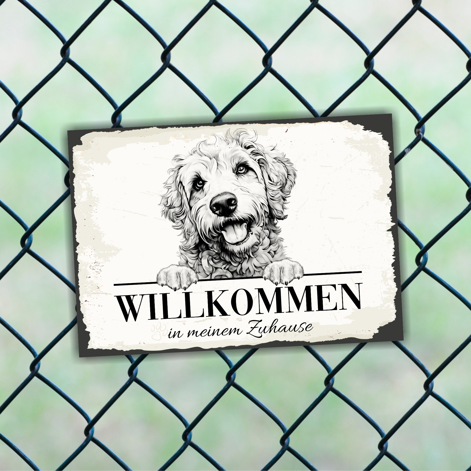 Hundeschild Willkommen Zuhause Labradoodle  Doodle Schild