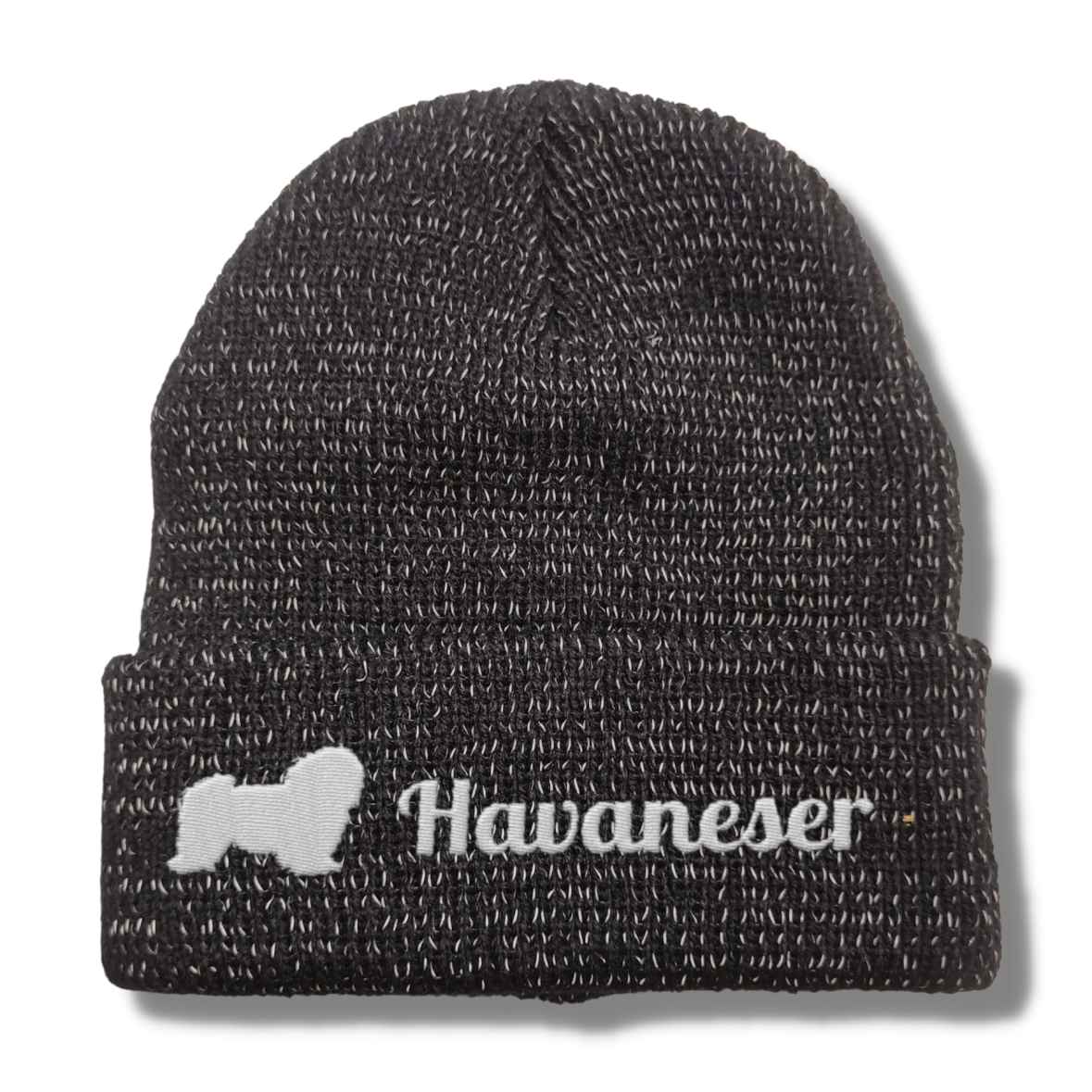 Havaneser reflektierende Mütze Stickerei Hund Winter Strickmütze reflex Beanie warm