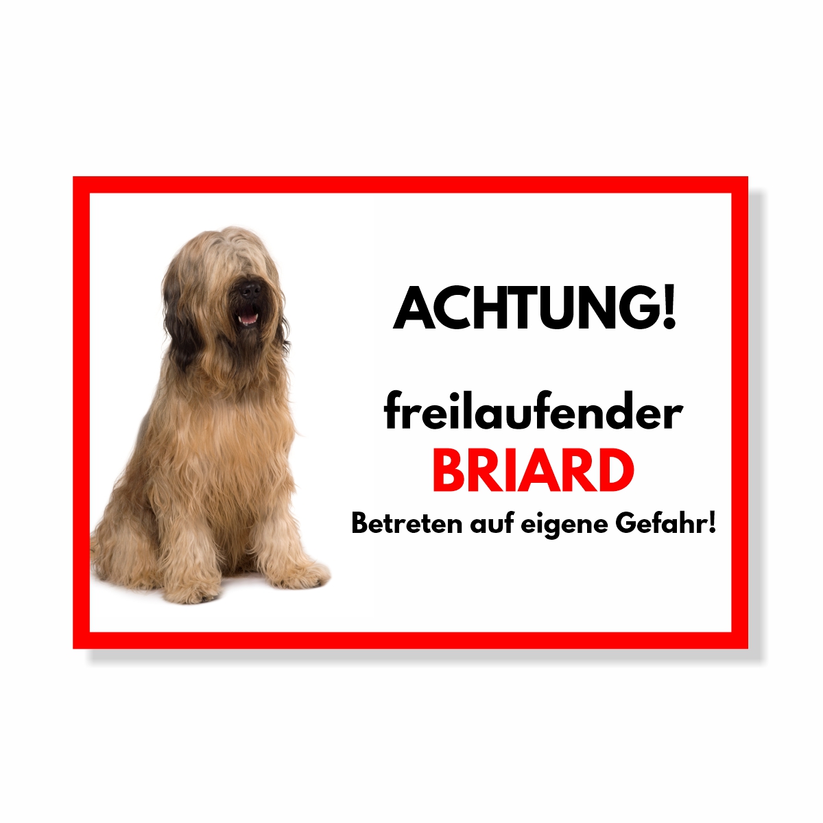 Briard Freilaufender Hund Dog Schild Spruch Türschild Hundeschild Warnschild