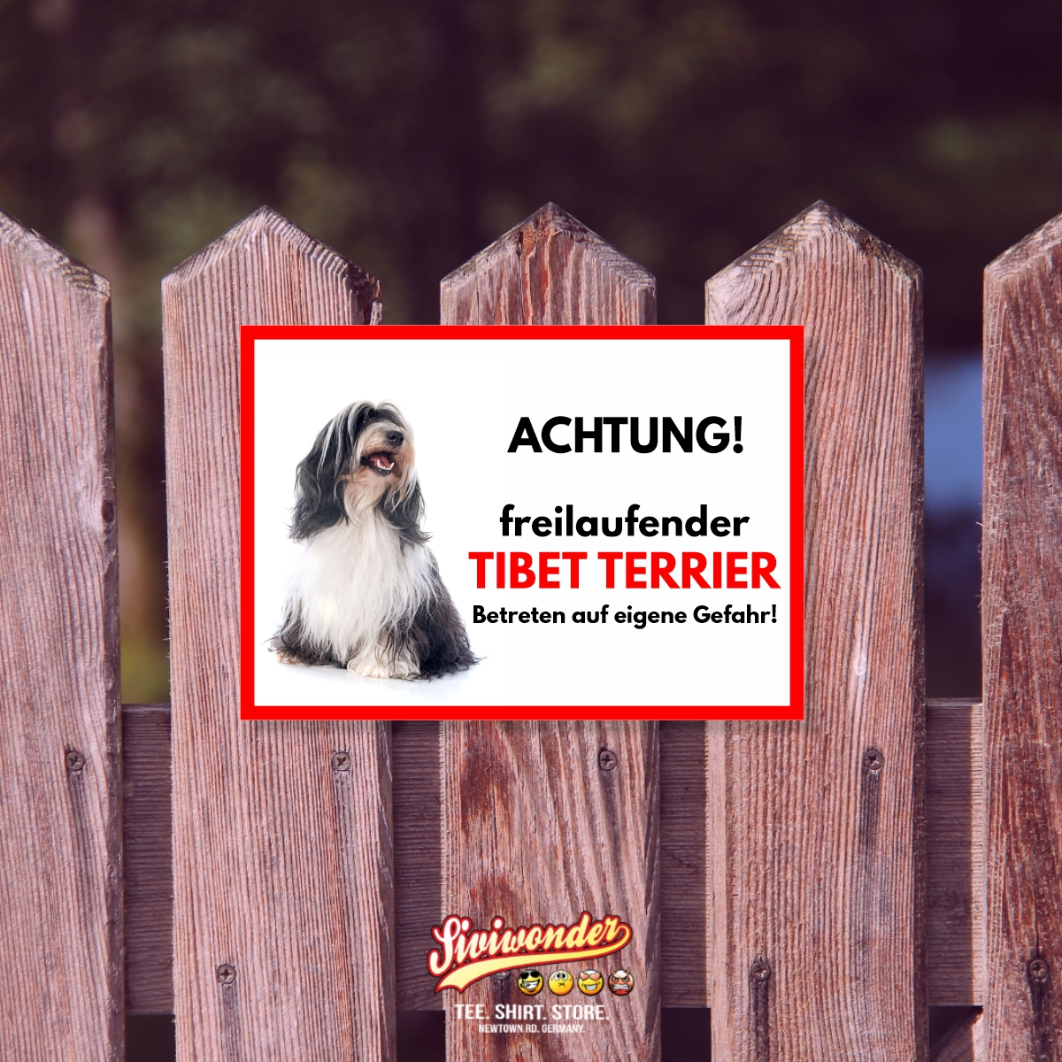 Tibet Terrier Freilaufender Hund Dog Schild Spruch Türschild Hundeschild Warnschild