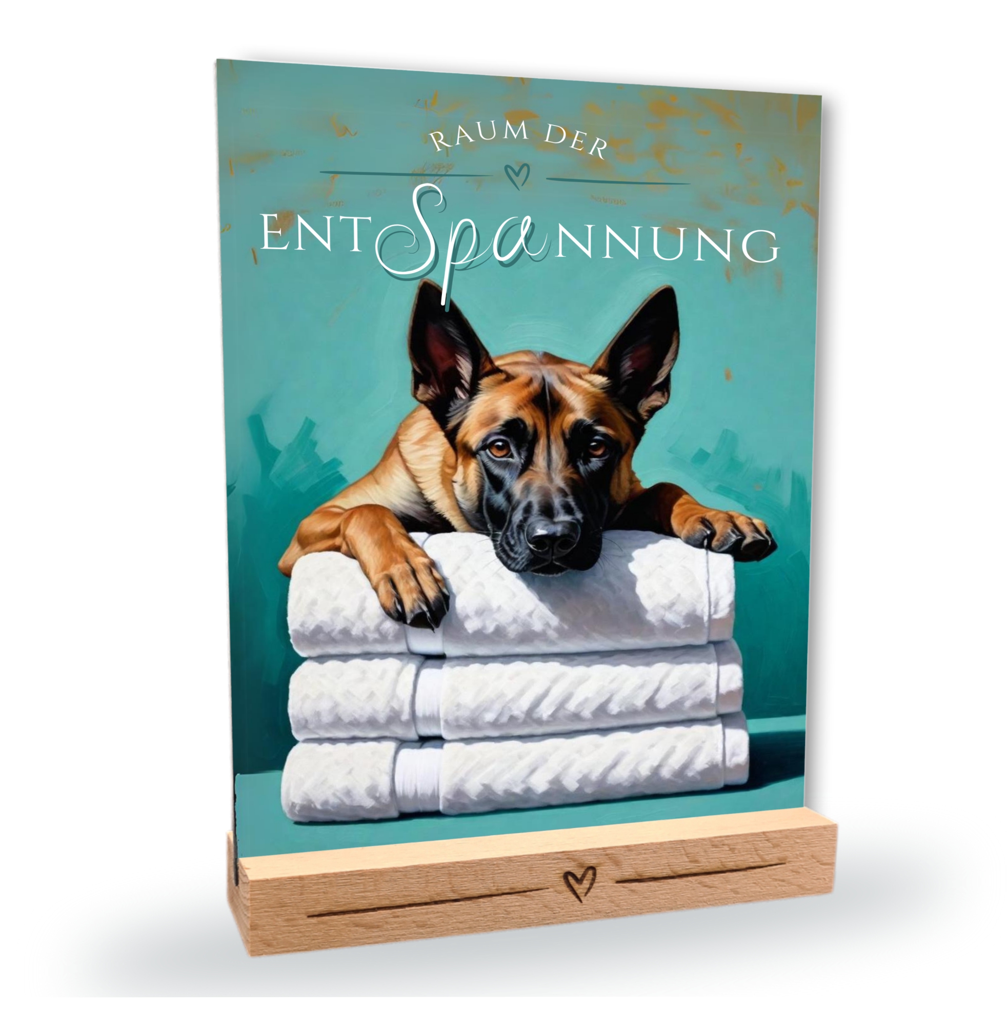 Hundeschild Malinois Belgian Mali Entspannung Dog Schild Deko Badezimmer Holzständer