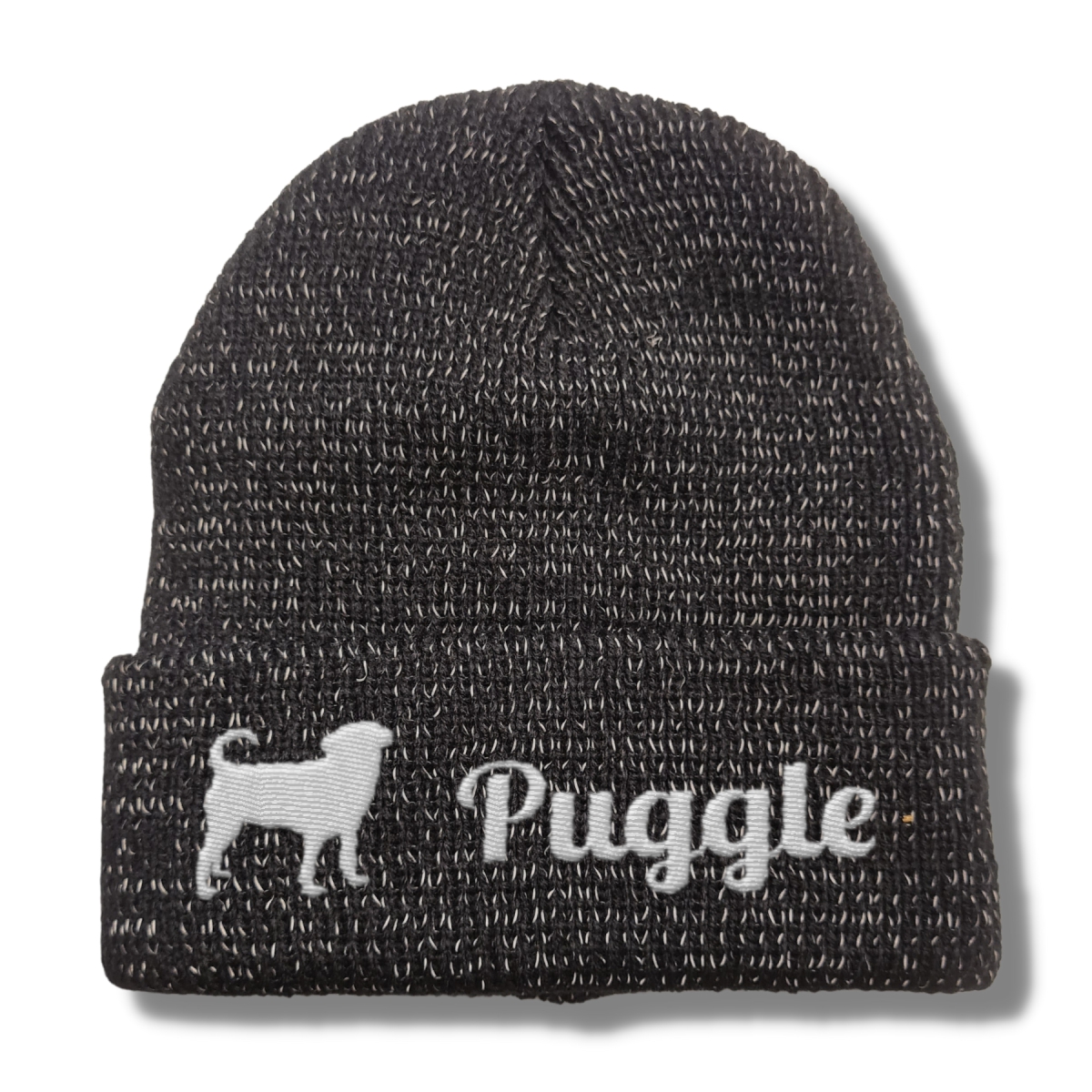 Puggle reflektierende Mütze Stickerei Hund Winter Strickmütze reflex Beanie warm kalt