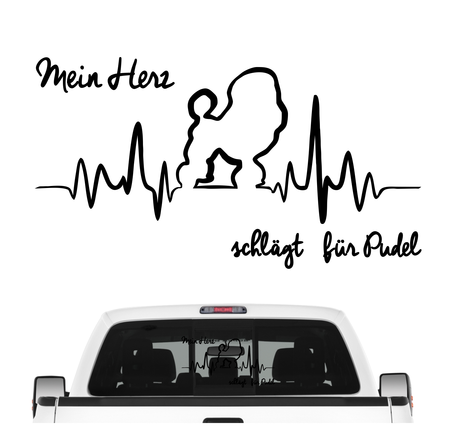 Pudel Pudle Poodle Caniche  Barbone Großpudel Zwergpudel Dog Hundeaufkleber Herz AUTOAUFKLEBER Aufkleber Hunde HEARTBEAT EKG by SIVIWONDER