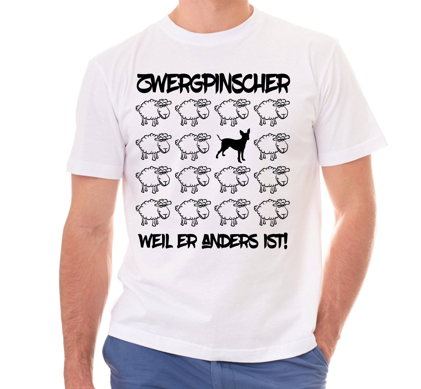 ZWERGPINSCHER UNISEX T-SHIRT BLACK SHEEP by SIVIWONDER
