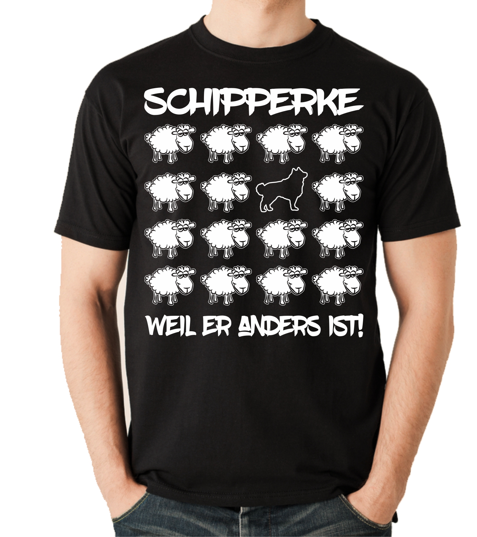 SCHIPPERKE UNISEX T-SHIRT BLACK SHEEP by SIVIWONDER
