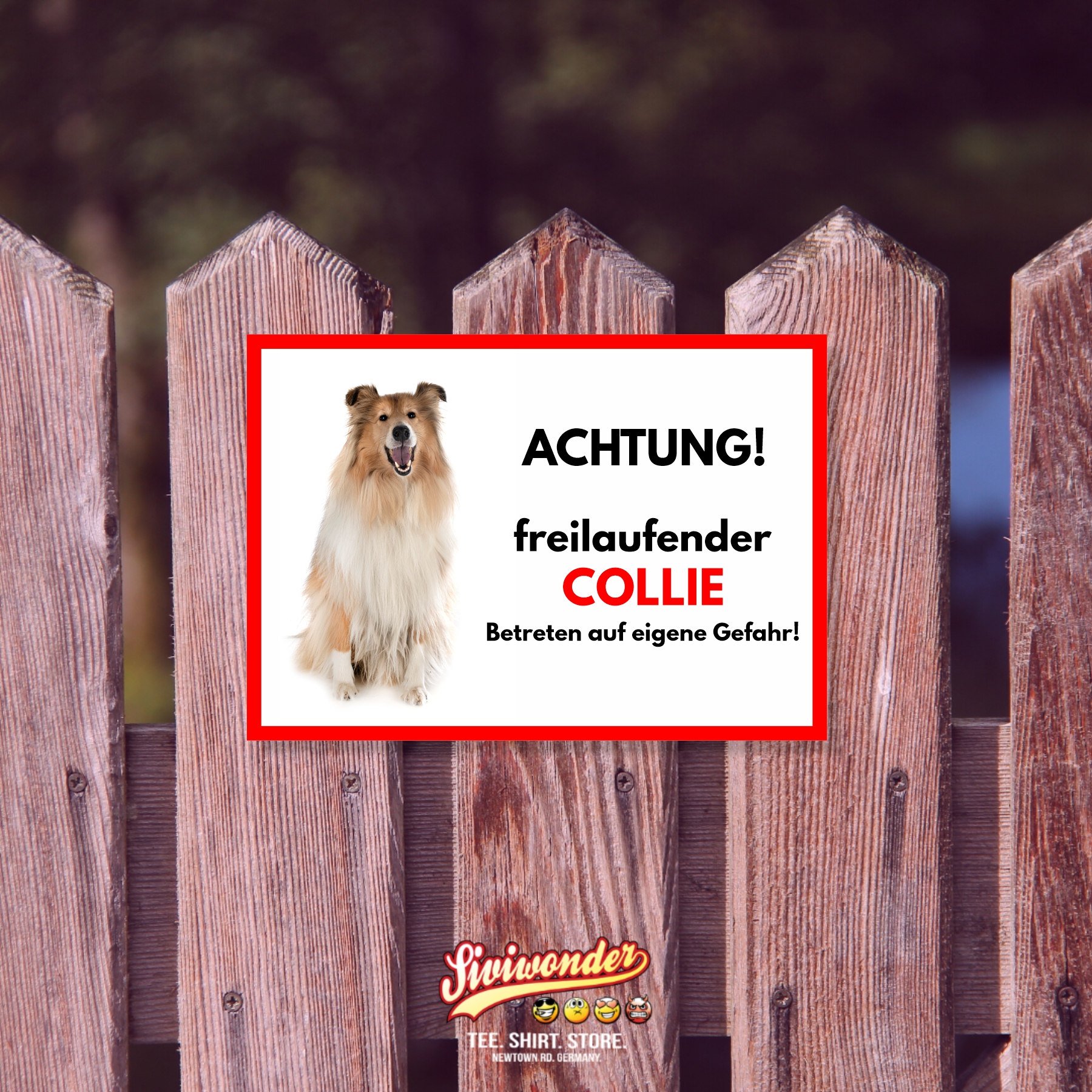 Collie Freilaufender Hund Dog Schild Spruch Türschild Hundeschild Warnschild