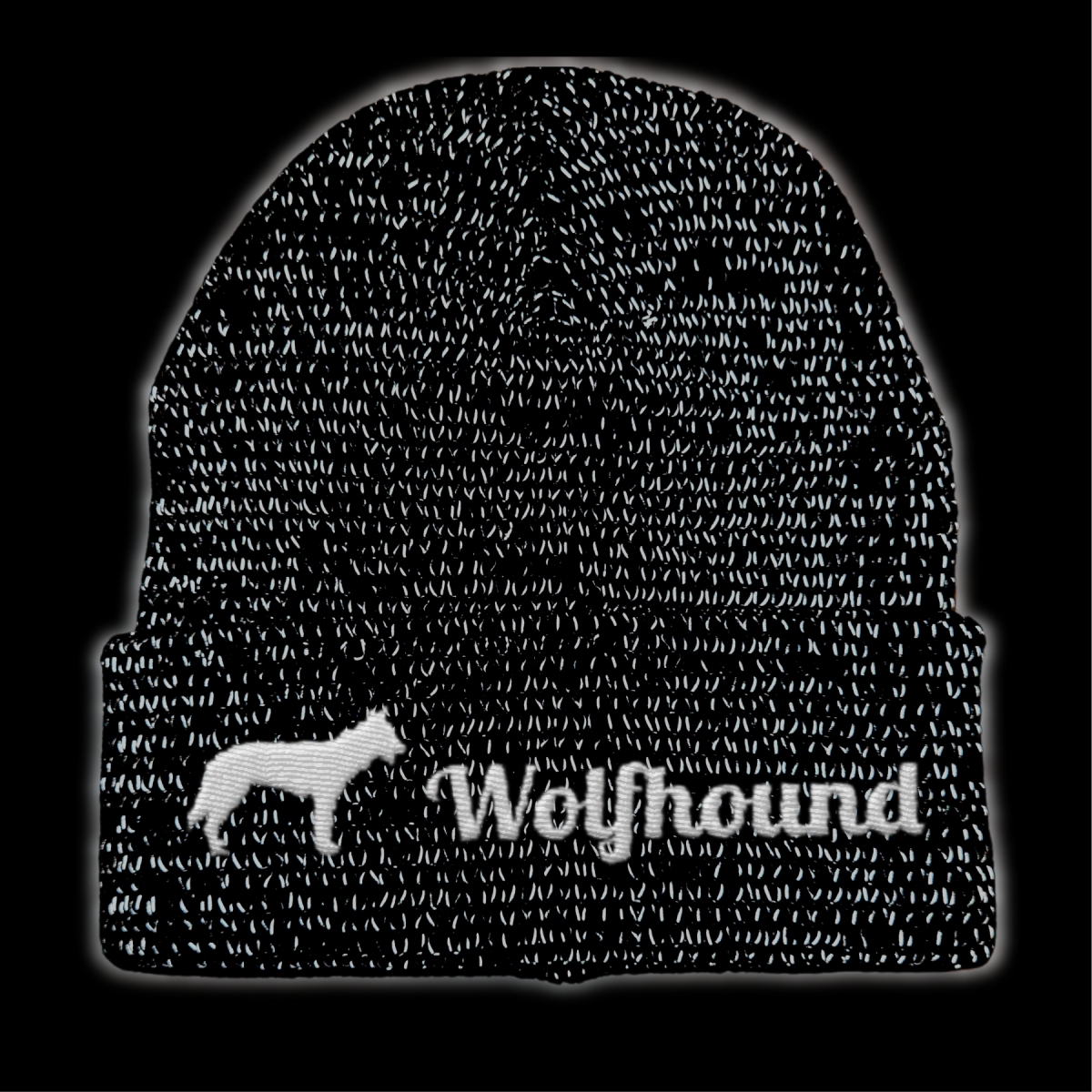 Wolfhound reflektierende Mütze Stickerei Hund Winter Strickmütze reflex Beanie warm kalt