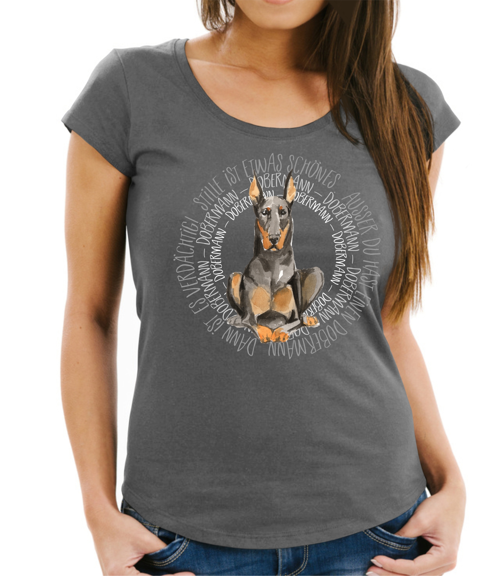 DOBERMANN DAMEN T-SHIRT CIRCLE Watercolor by SIVIWONDER