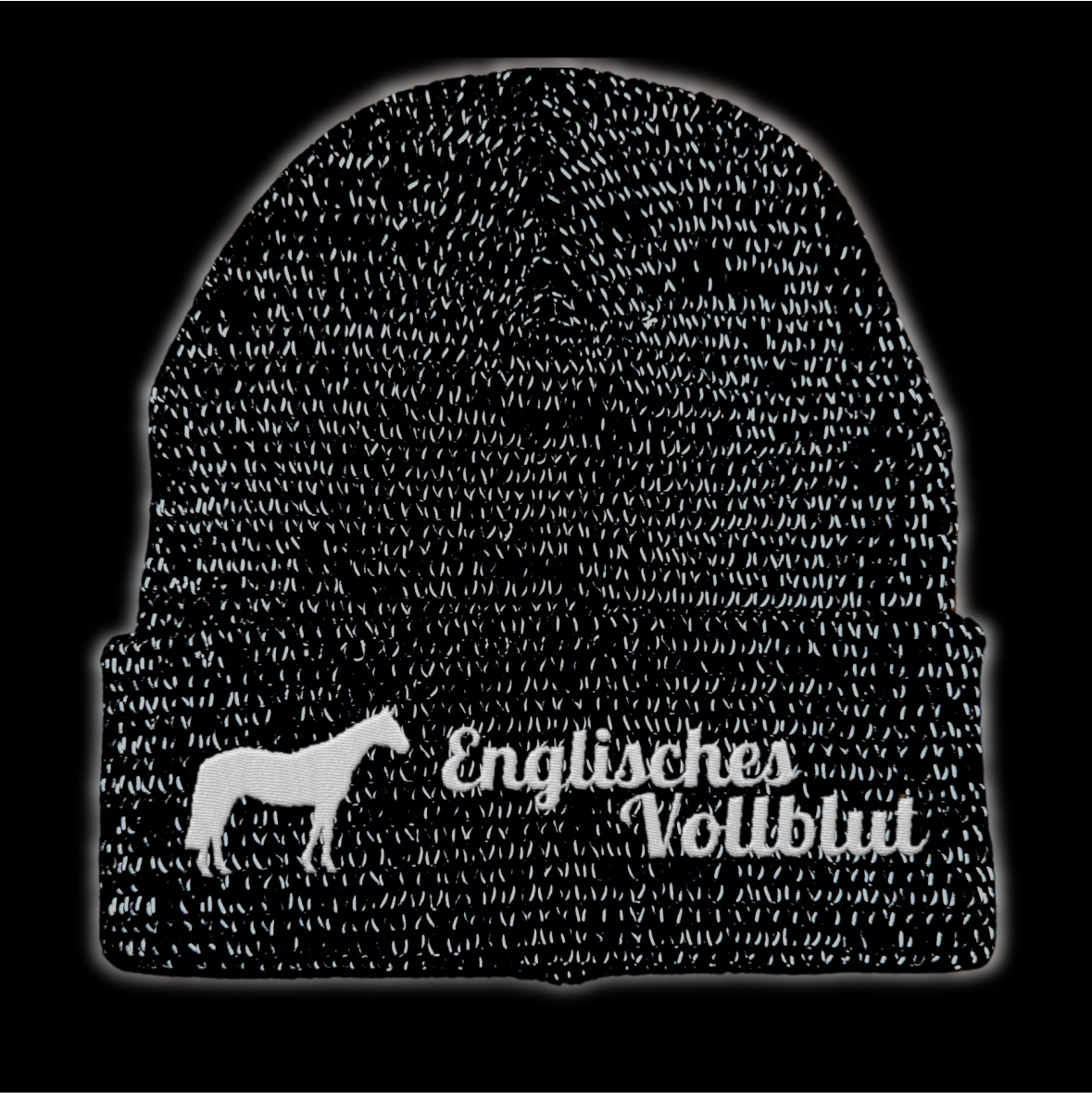 Englisches Vollblut reflektierende Mütze Stickerei Pferd Winter Strickmütze reflex Beanie warm