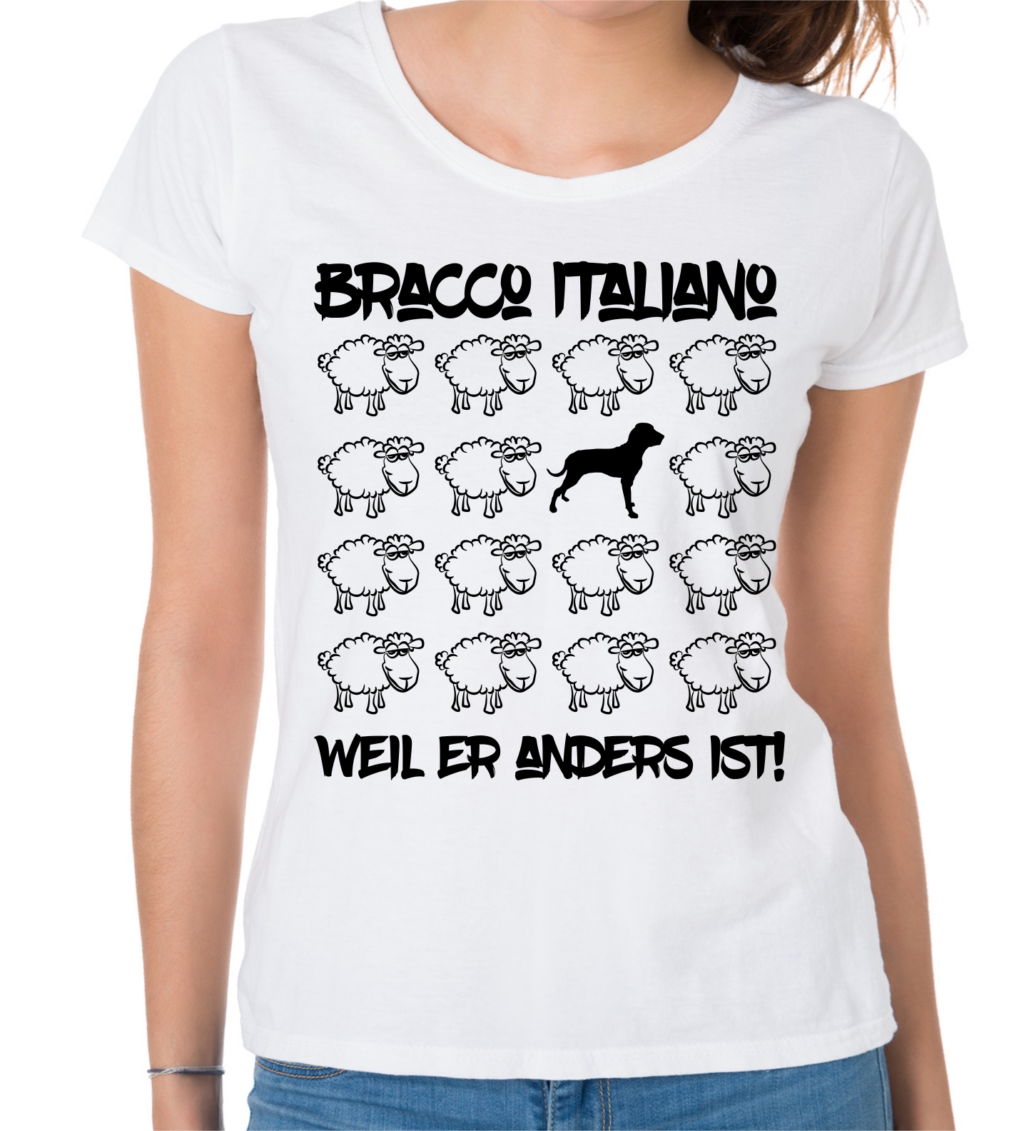 BRACCO ITALIANO DAMEN T-SHIRT BLACK SHEEP by SIVIWONDER