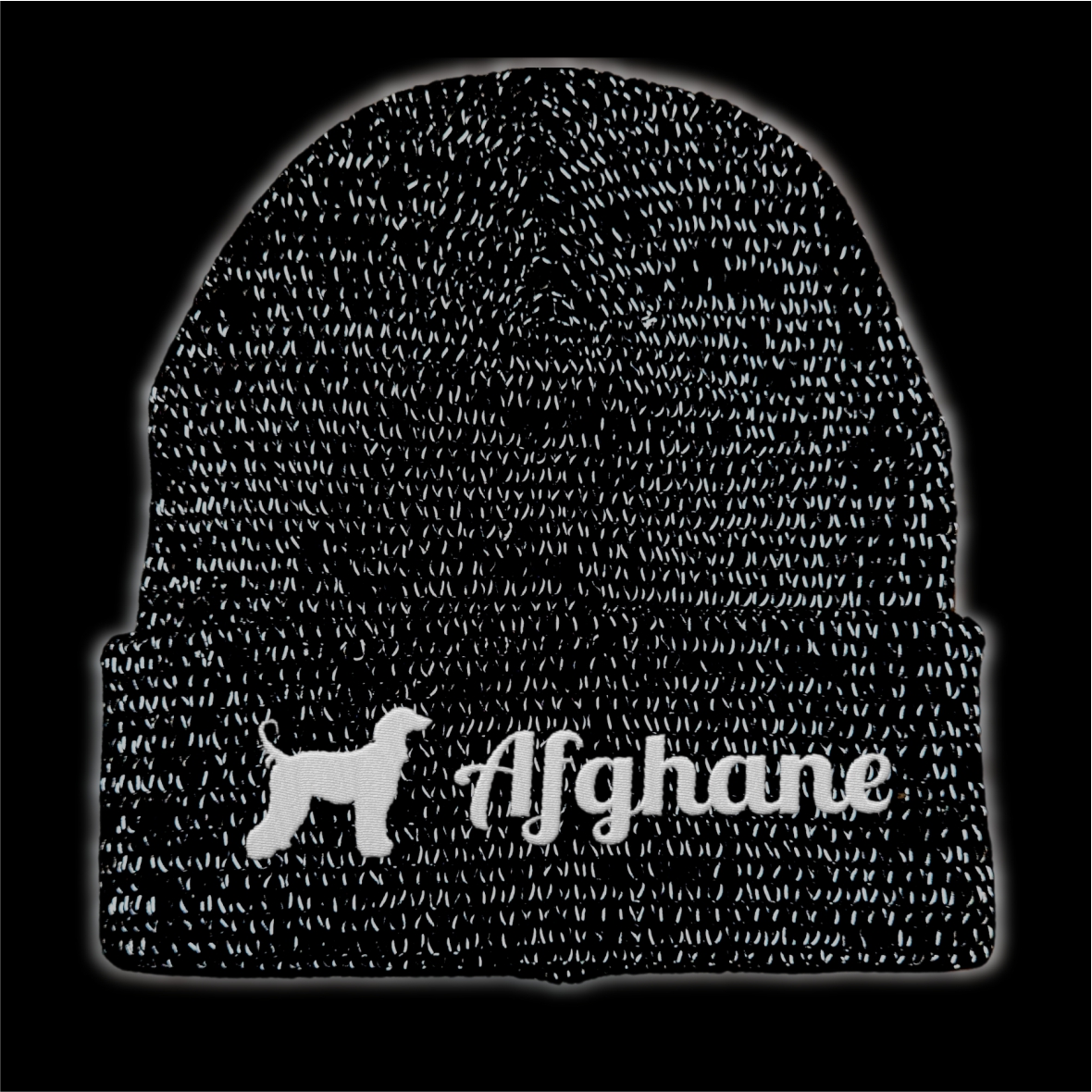 Afghane reflektierende Mütze Stickerei Hund Winter Strickmütze reflex Beanie warm