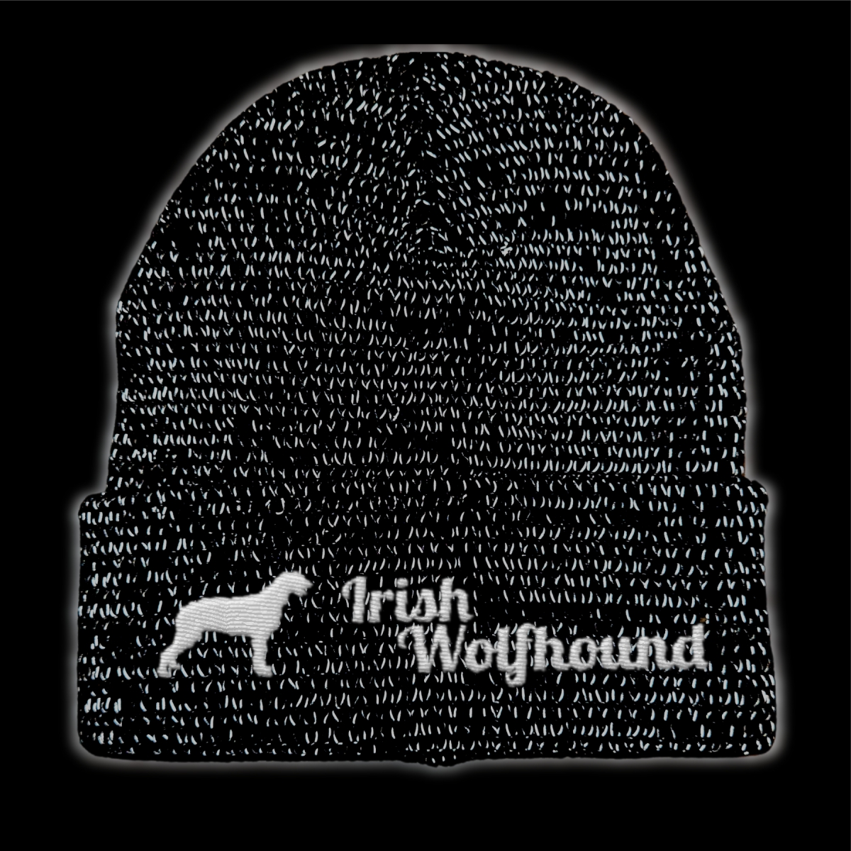 Irish Wolfhound reflektierende Mütze Stickerei Hund Winter Strickmütze reflex Beanie warm