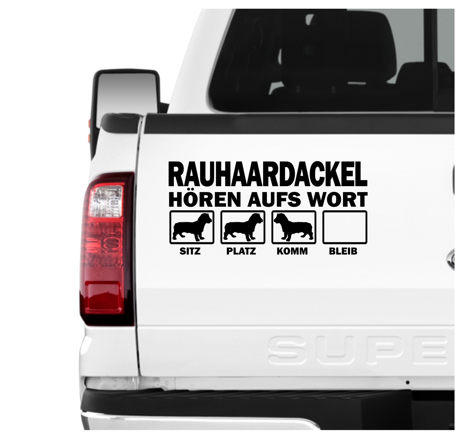 Rauhaardackel Dackel Teckel Dachshund Rauhhaardackel Hört aufs Wort Hunde Aufkleber Sticker Autoaufkleber Wandtattoo Tattoo