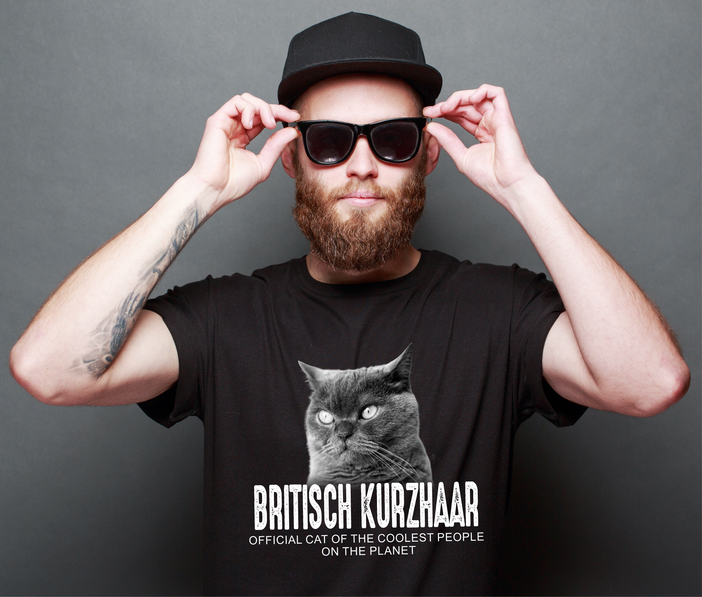 Britisch Kurzhaar British Shorthair Katze Cat Unisex Shirt Officialcool Leute lustig Katzenmotiv T-S