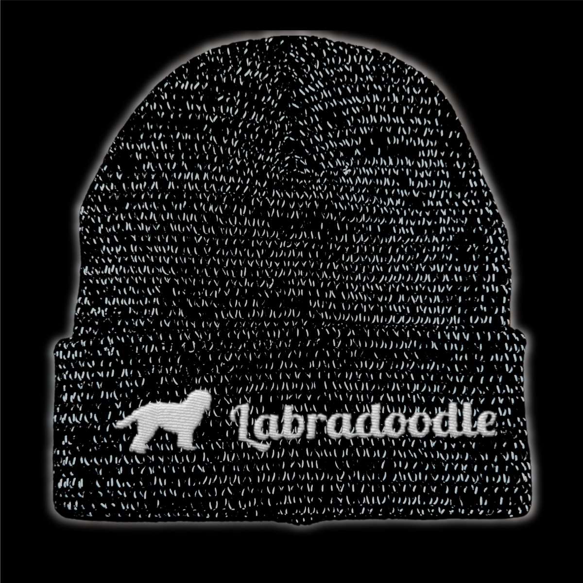 Labradoodle reflektierende Mütze Stickerei Hund Winter Strickmütze reflex Beanie warm