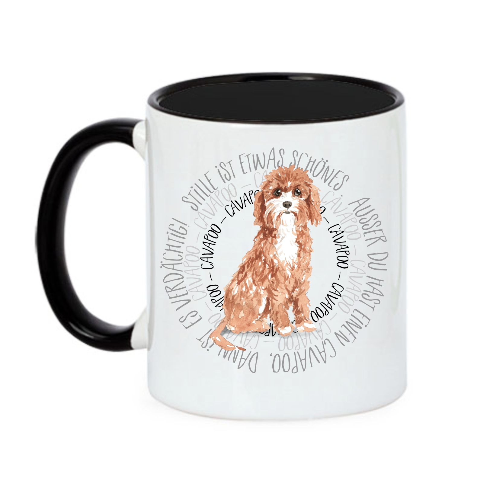 CAVAPOO TASSE CIRCLE WATERCOLOUR Motiv by SIVIWONDER