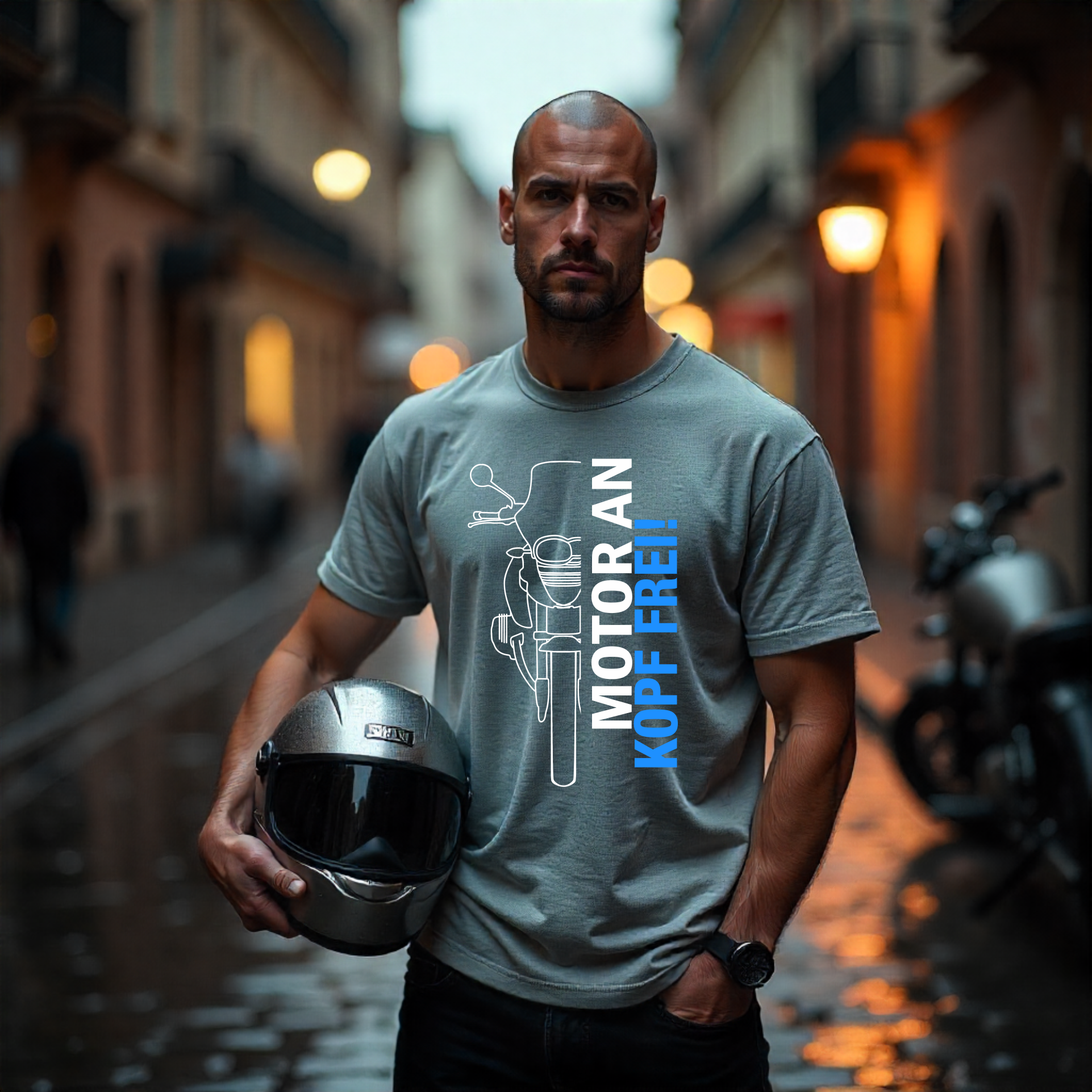 Unisex T-Shirt Motorrad lustiger Spruch Motor an - Kopf frei Schnabeltier Motorrad