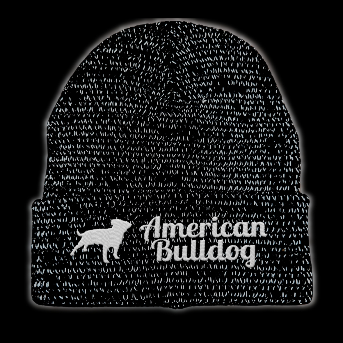 American Bulldog reflektierende Mütze Stickerei Hund Winter Strickmütze reflex Beanie warm