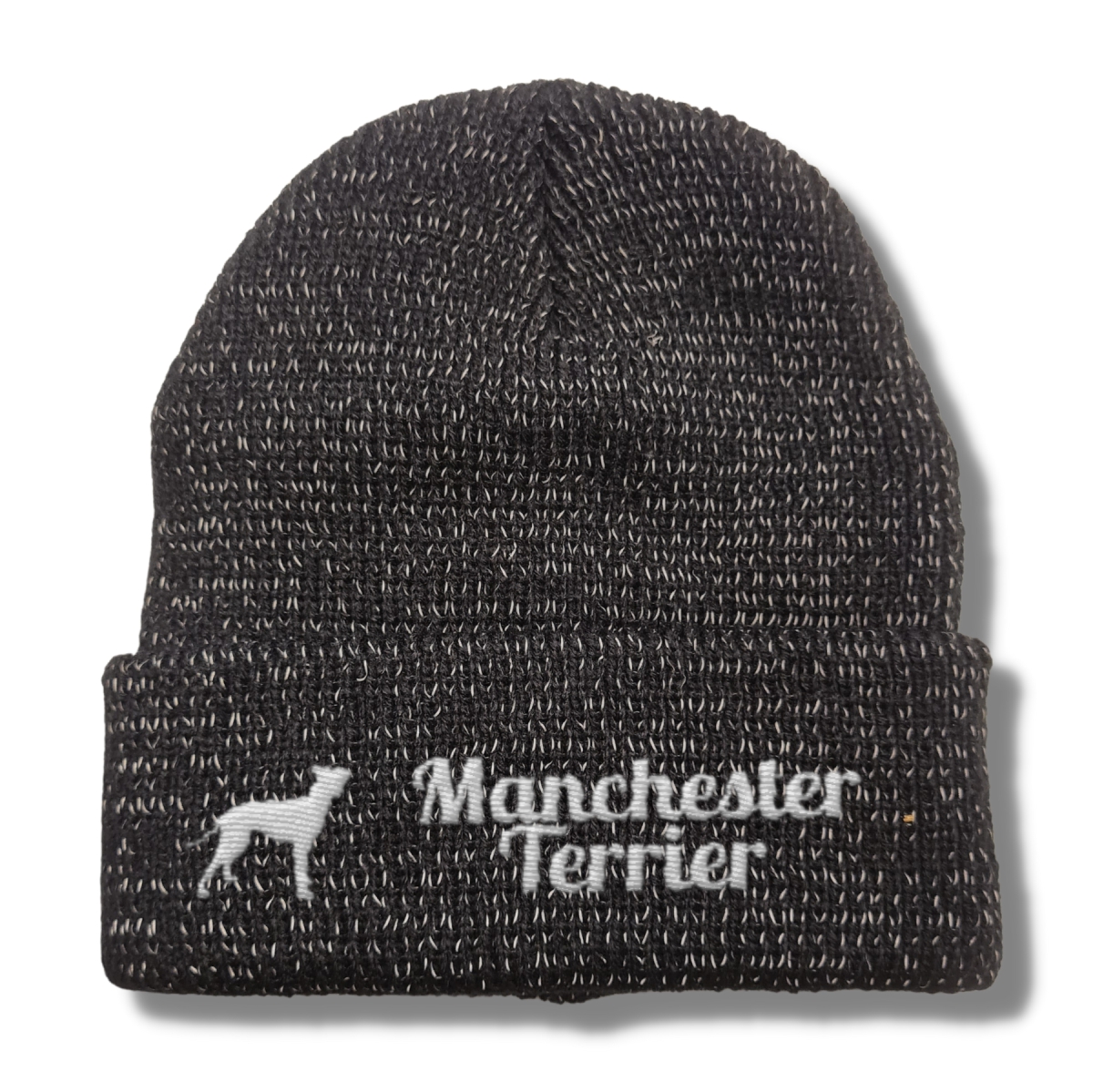 Manchester Terrier reflektierende Mütze Stickerei Hund Winter Strickmütze reflex Beanie warm