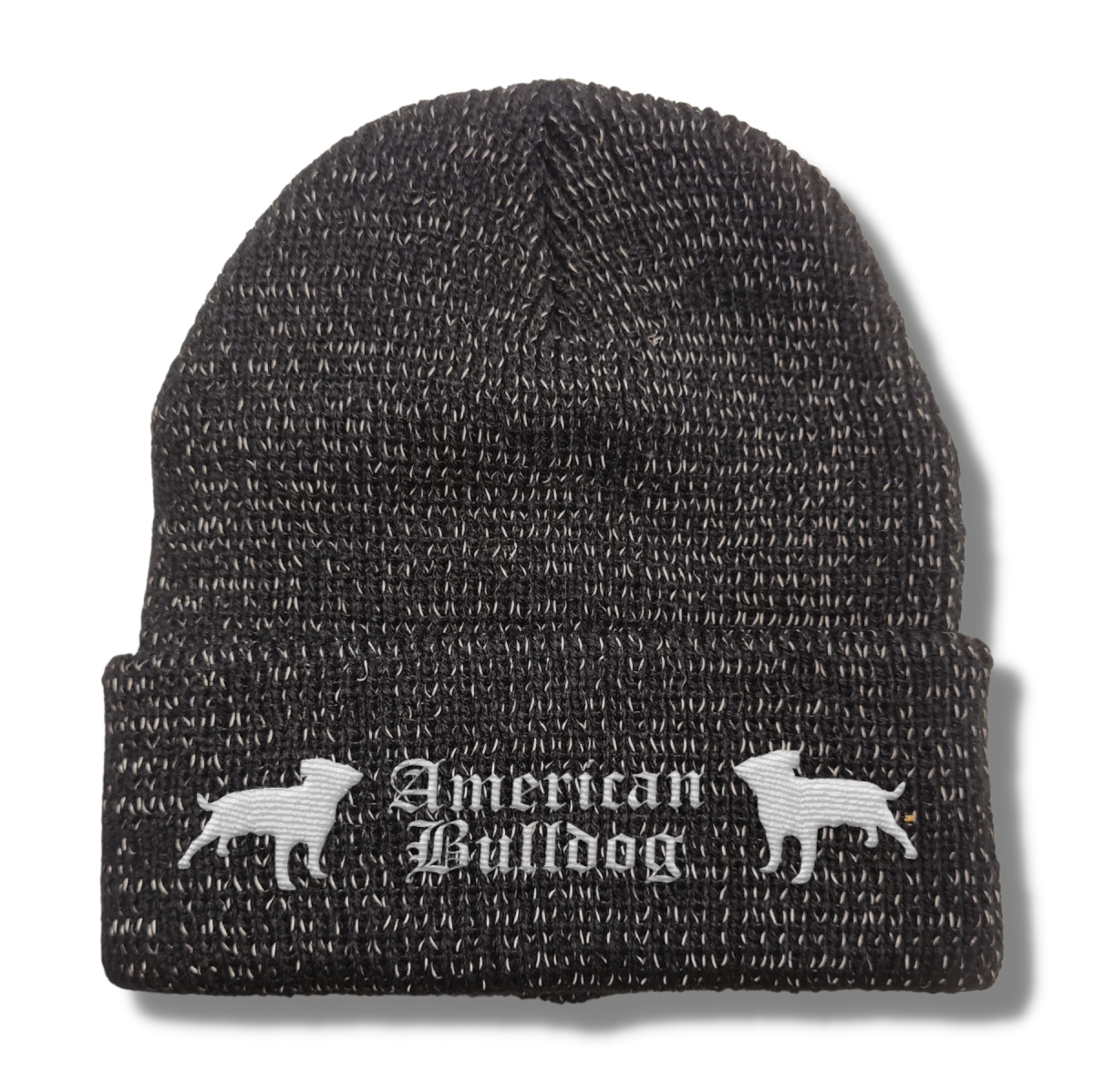 Bad American Bulldog reflektierende Mütze Stickerei Hund Winter Strickmütze reflex Beanie warm kalt