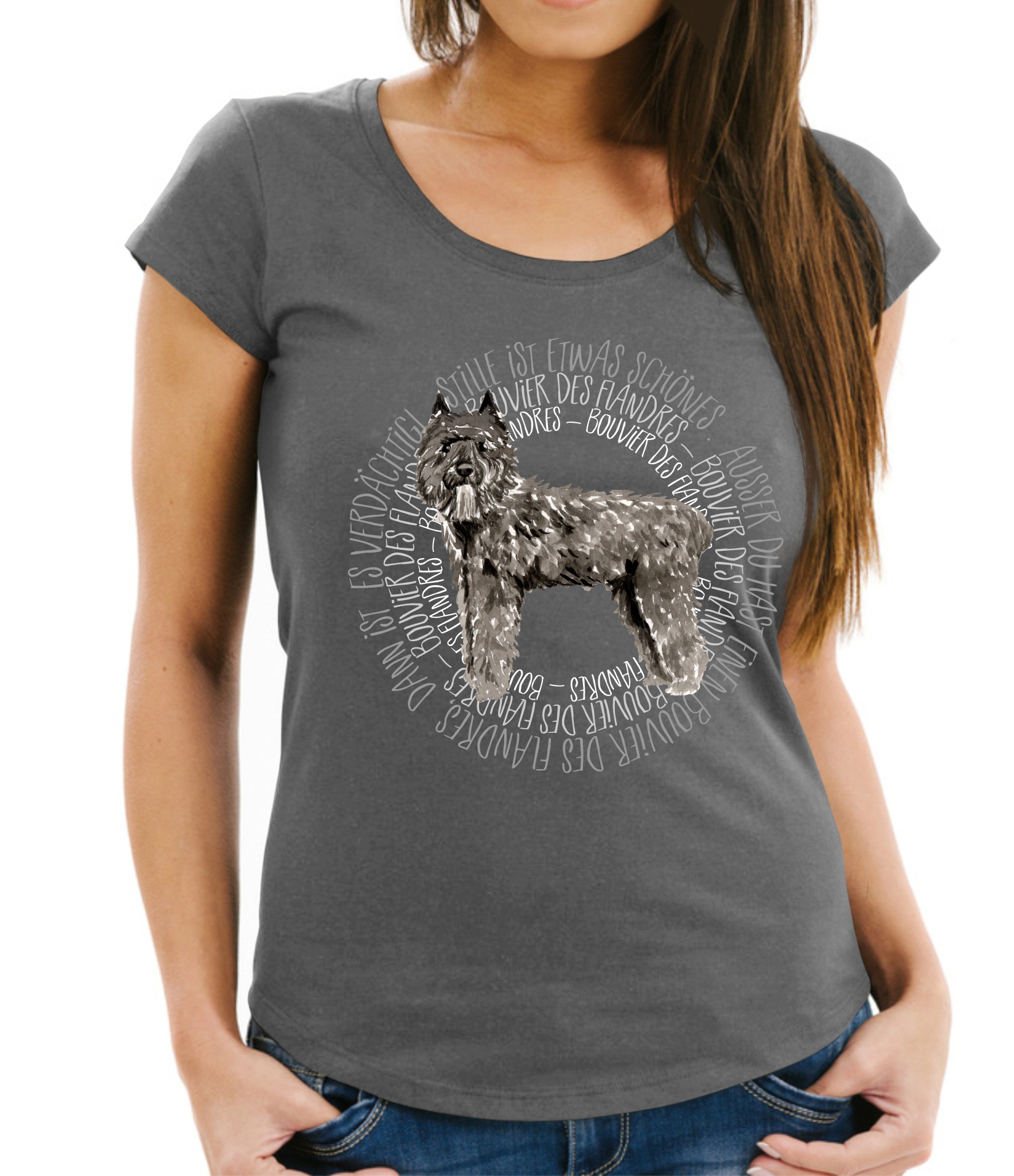 BOUVIER DES FLANDRES DAMEN T-SHIRT CIRCLE Watercolor by SIVIWONDER