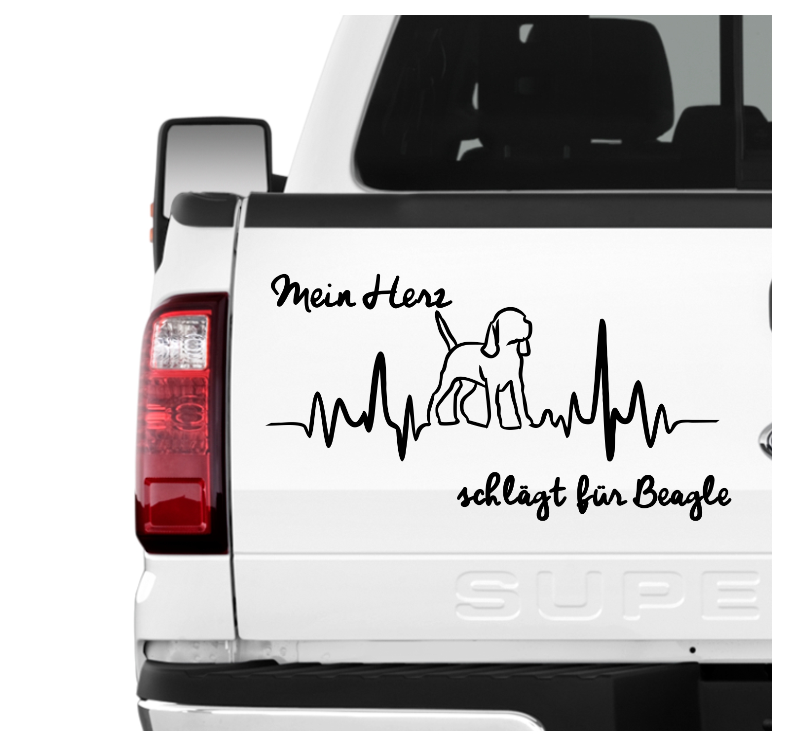 Beagle English Beagel Dog Hundeaufkleber Herz AUTOAUFKLEBER Hunde HEARTBEAT EKG by SIVIWONDER