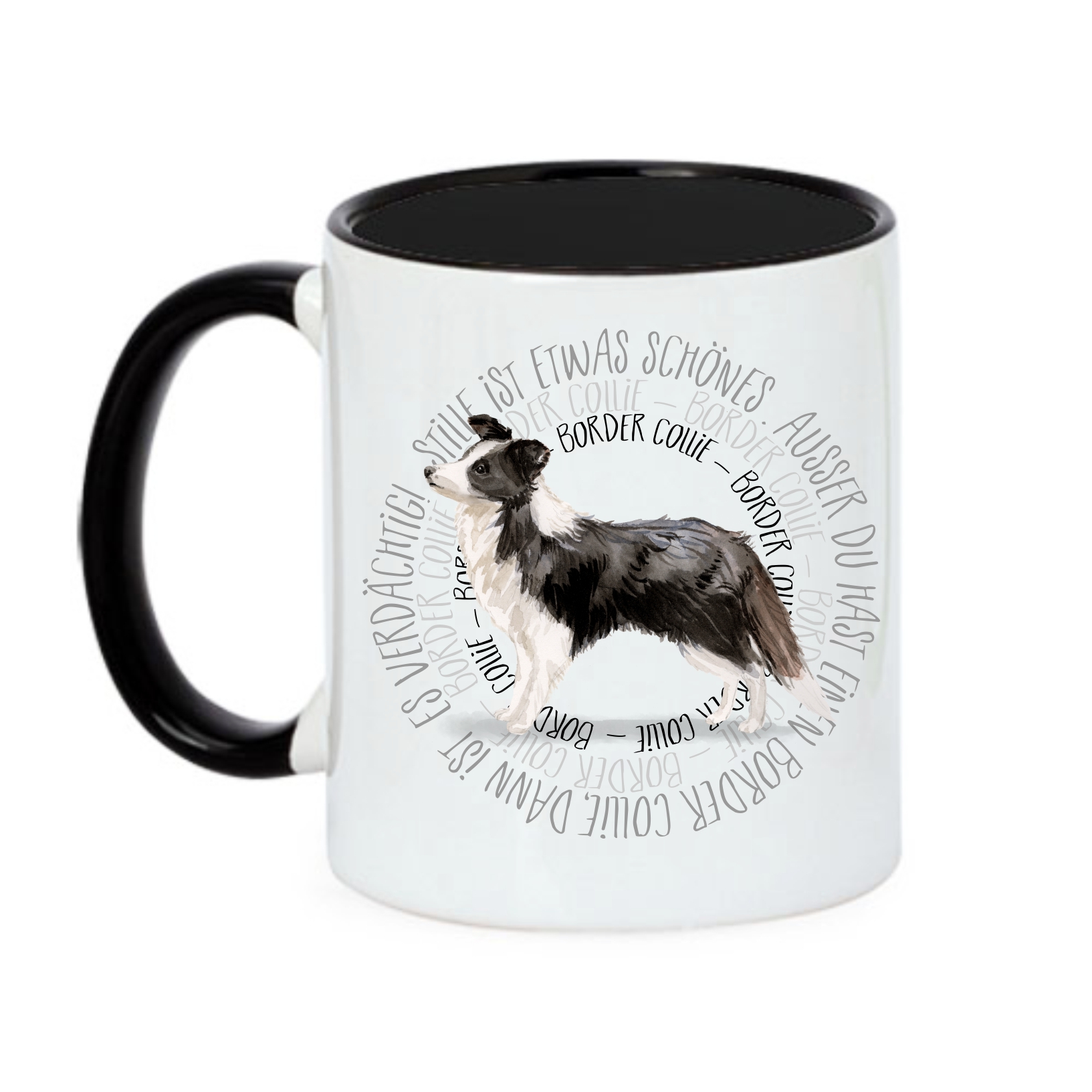 BORDER COLLIE TASSE CIRCLE WATERCOLOUR Motiv by SIVIWONDER