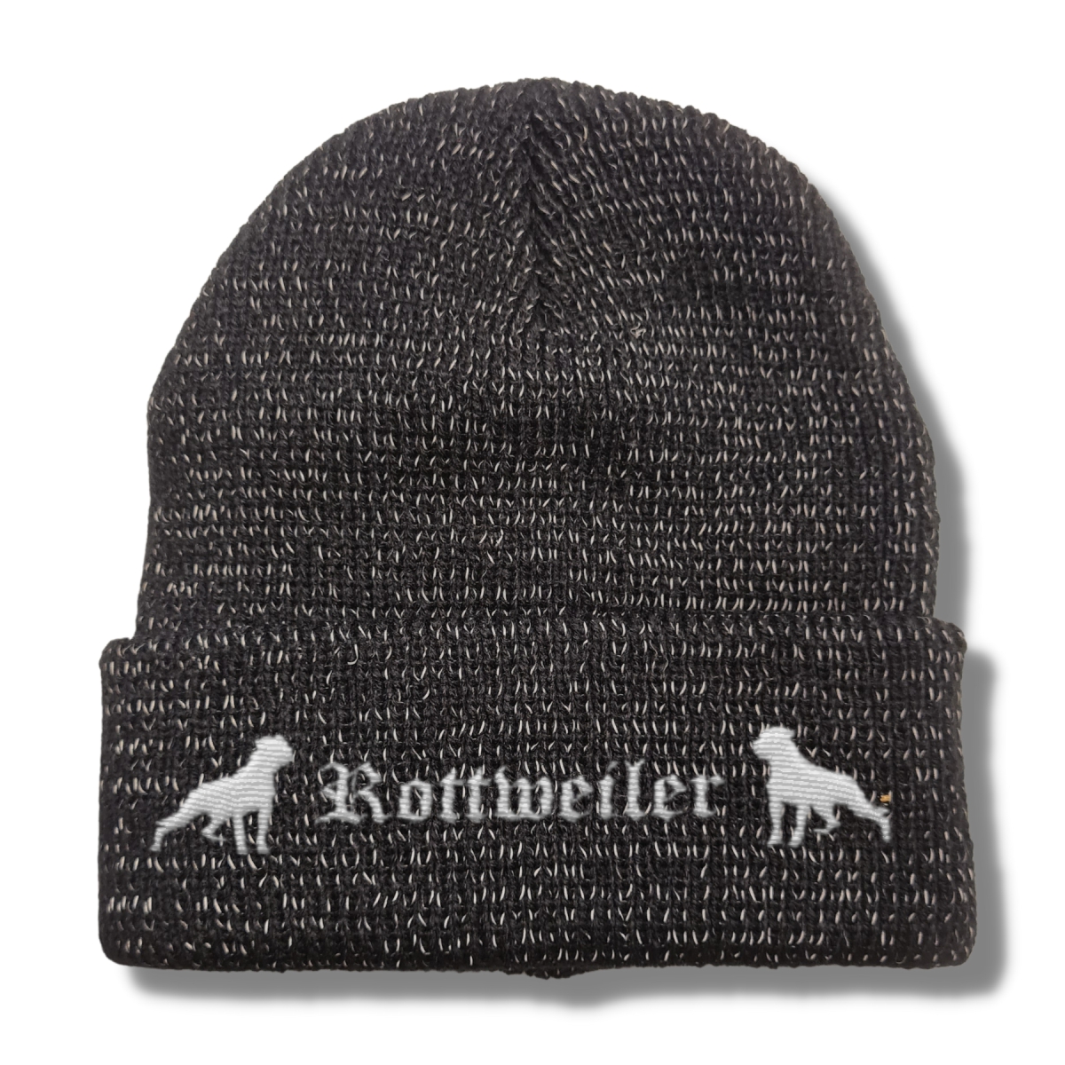 Bad Rottweiler reflektierende Mütze Stickerei Hund Winter Strickmütze reflex Beanie warm