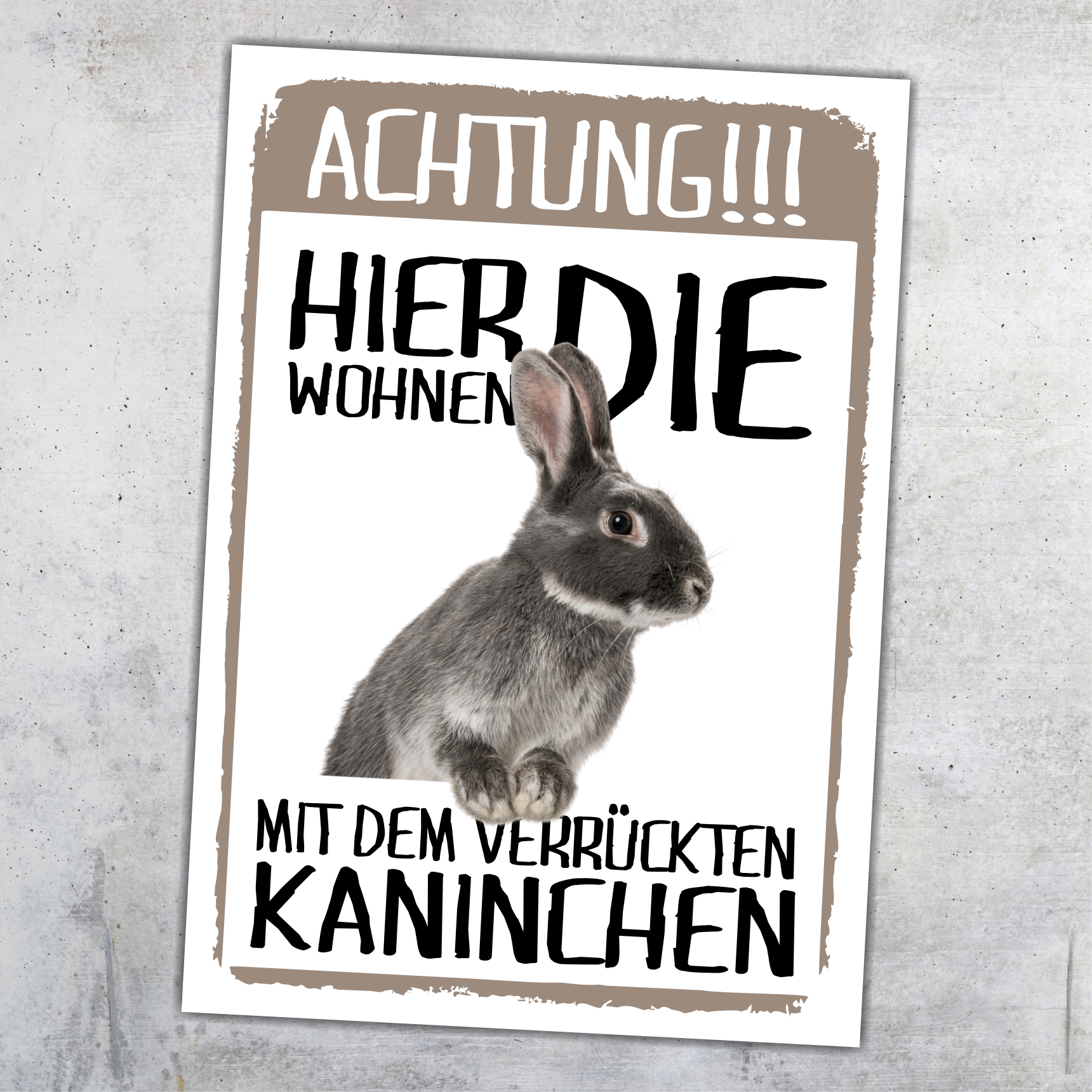 Hier wohnen die ... mit dem Verrückten Kaninchen Türschild Warnschild Spruch Schild happy Design by Siviwonder