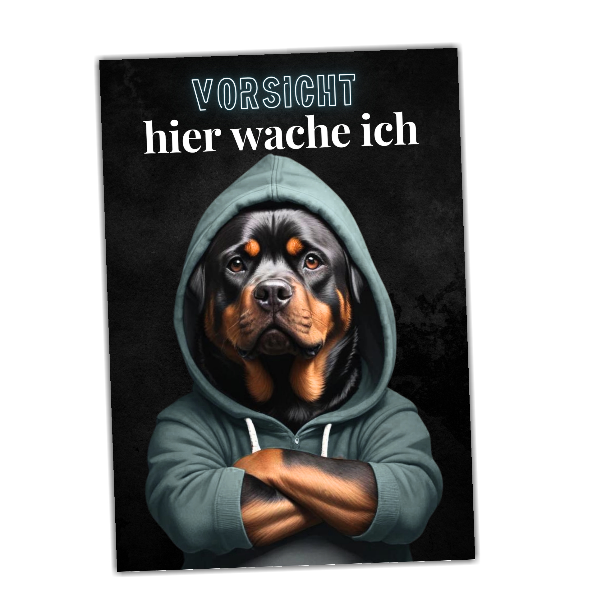 Hundeschild Schild Vorsicht Rottweiler Dog Spruch Türschild Warnschild Hund hier wache ich
