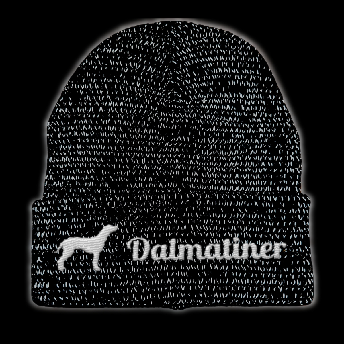 Dalmatiner reflektierende Mütze Stickerei Hund Winter Strickmütze reflex Beanie warm