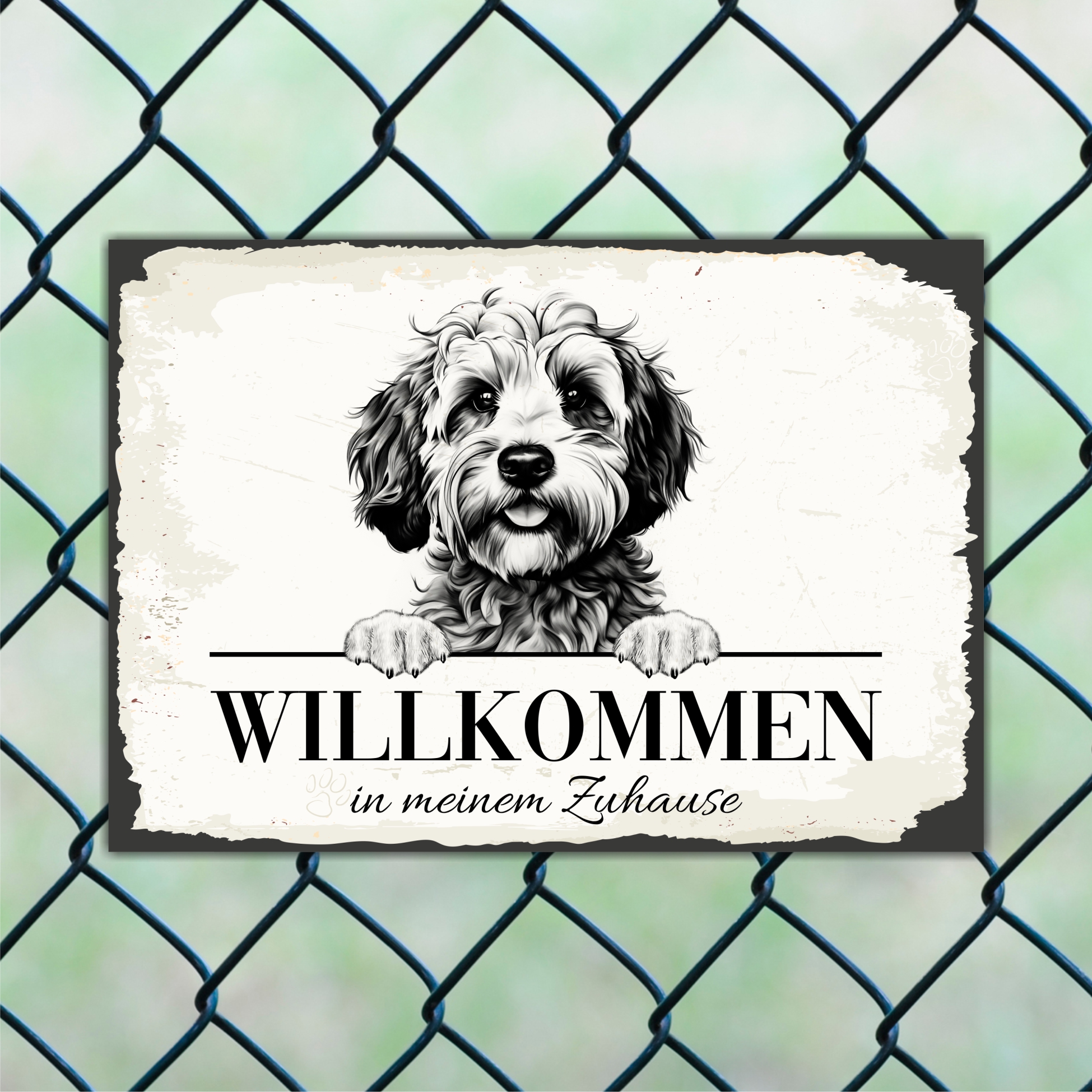 Hundeschild Willkommen Zuhause Cavapoo Schild Achtung Spruch