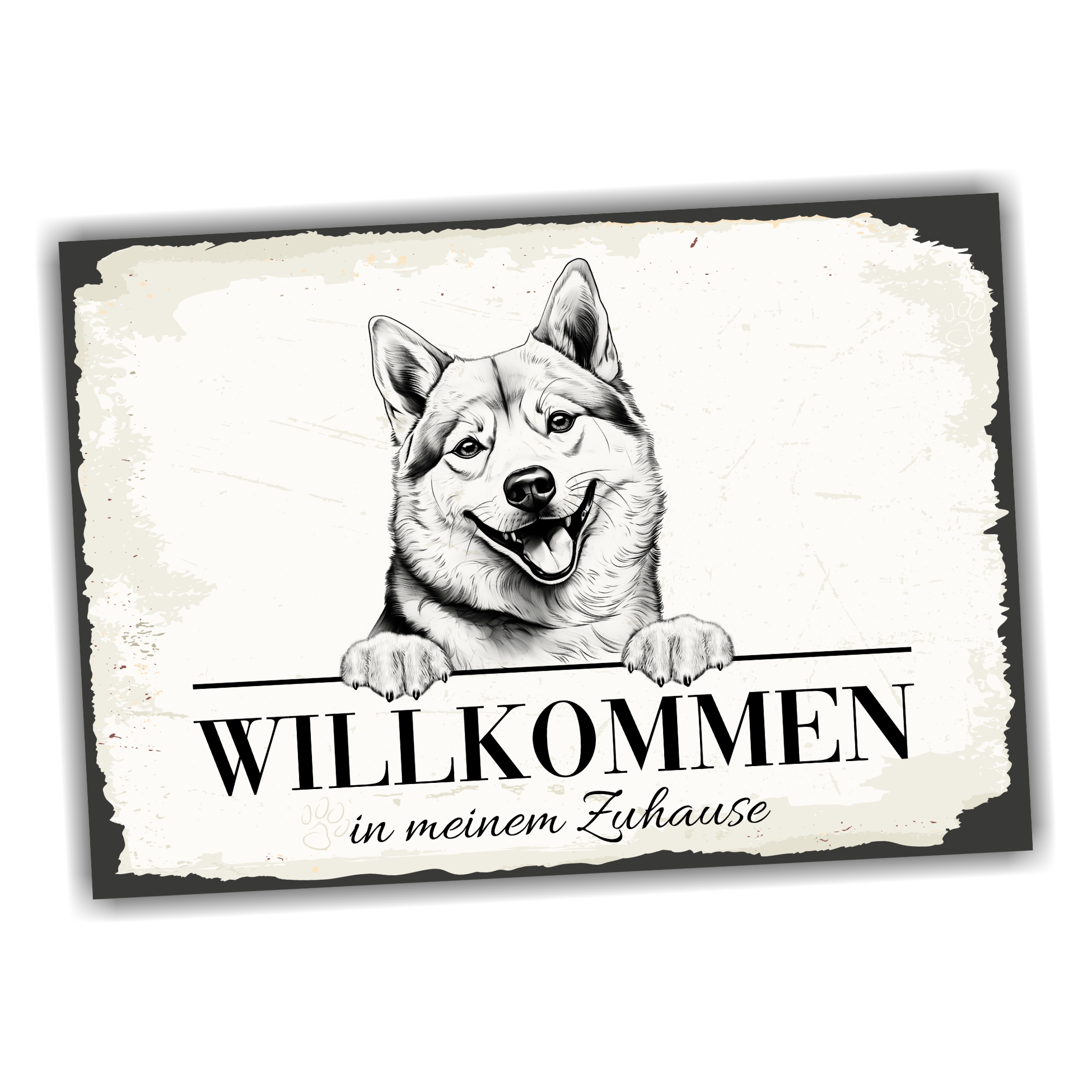 Hundeschild Willkommen Zuhause Shiba Inu Japan Schild Achtung Spruch Türschild