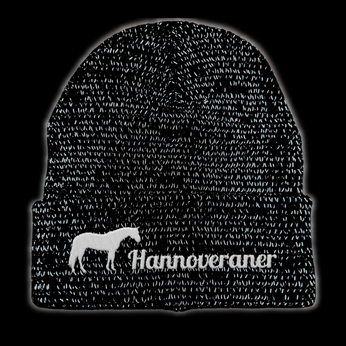 Hannoveraner reflektierende Mütze Stickerei Pferd Winter Strickmütze reflex Beanie warm