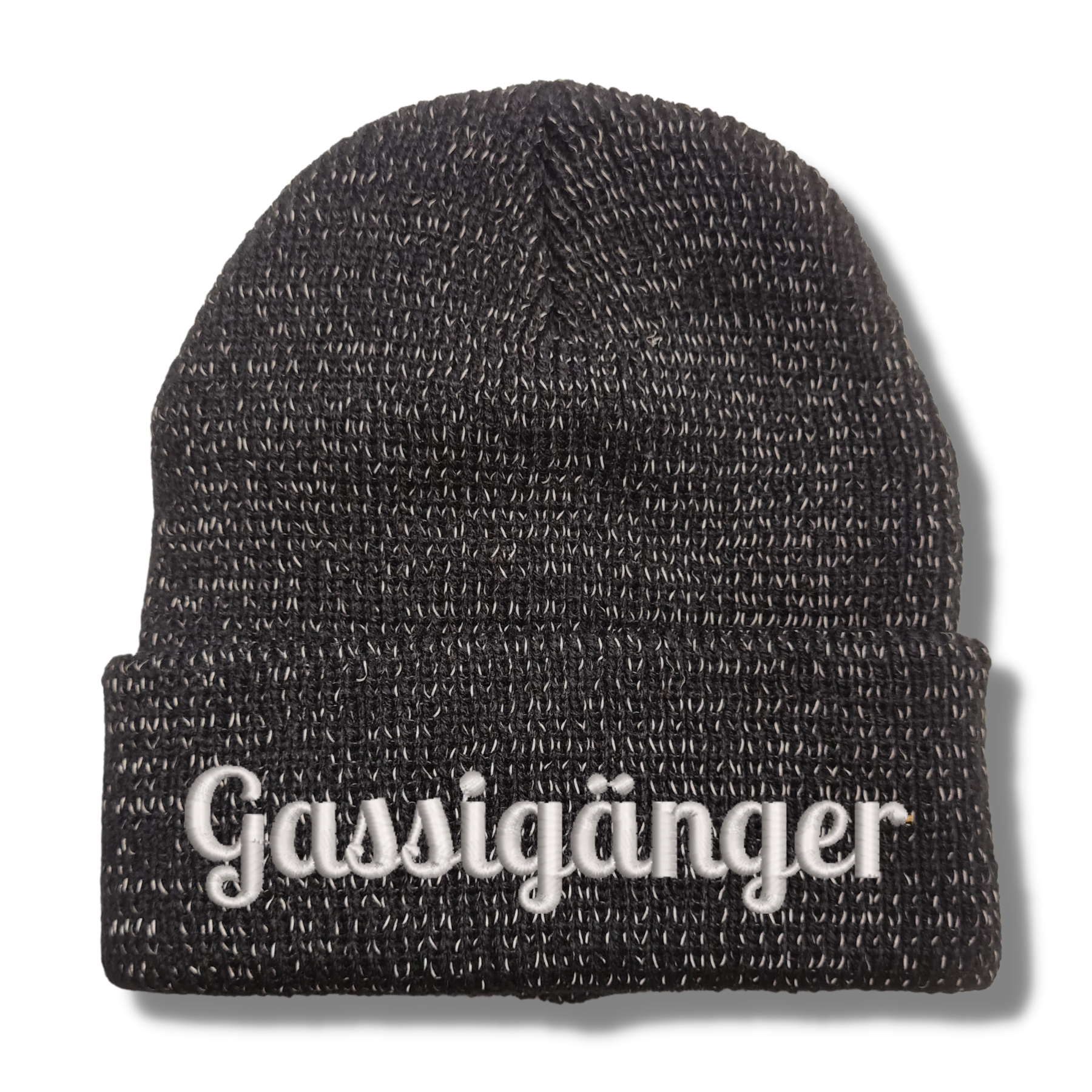 Gassigänger reflektierende Mütze Stickerei Hund Winter Strickmütze reflex Beanie warm