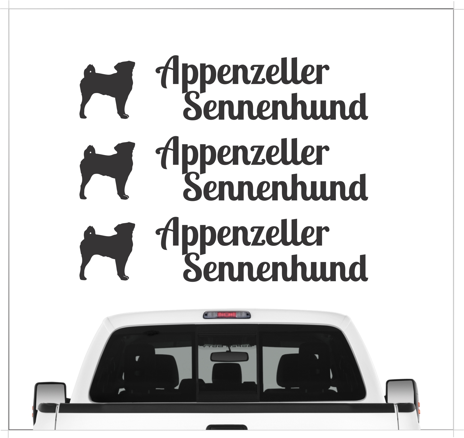 Appenzeller Sennenhund Aufkleber 3er Set Hundeaufkleber Hundemotiv Hund Folie